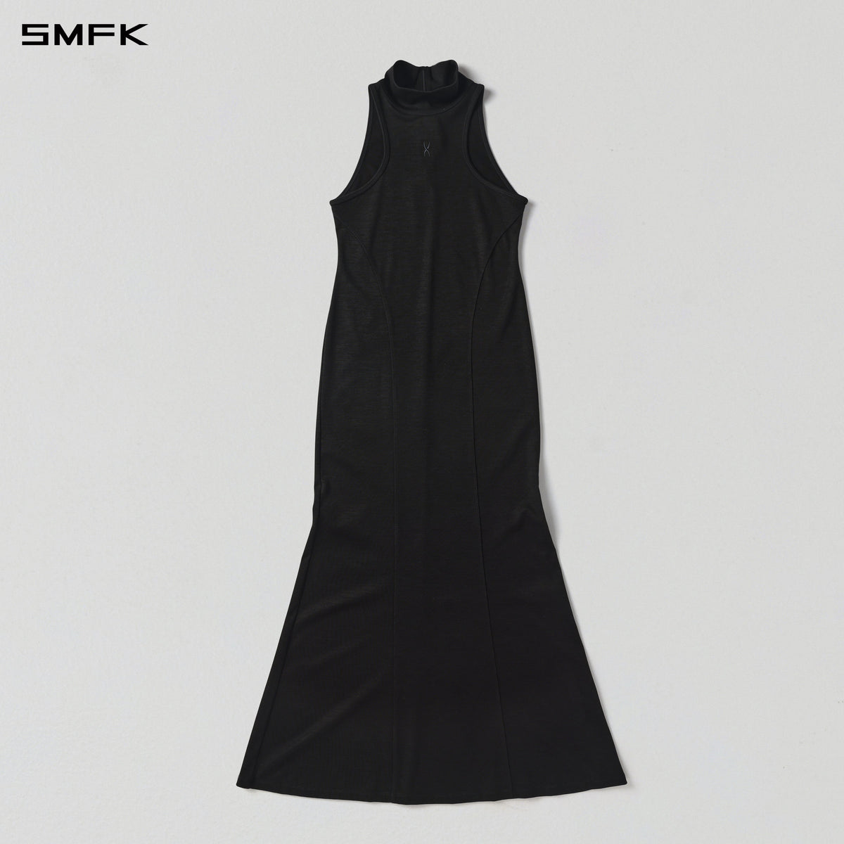 MYTH AEOLUS HIGH COLLAR EVENING VEST DRESS/COTTON + POLYESTER COMPOSITE ELASTIC FIBER + LYOCELL MIDNIGHT BLACK