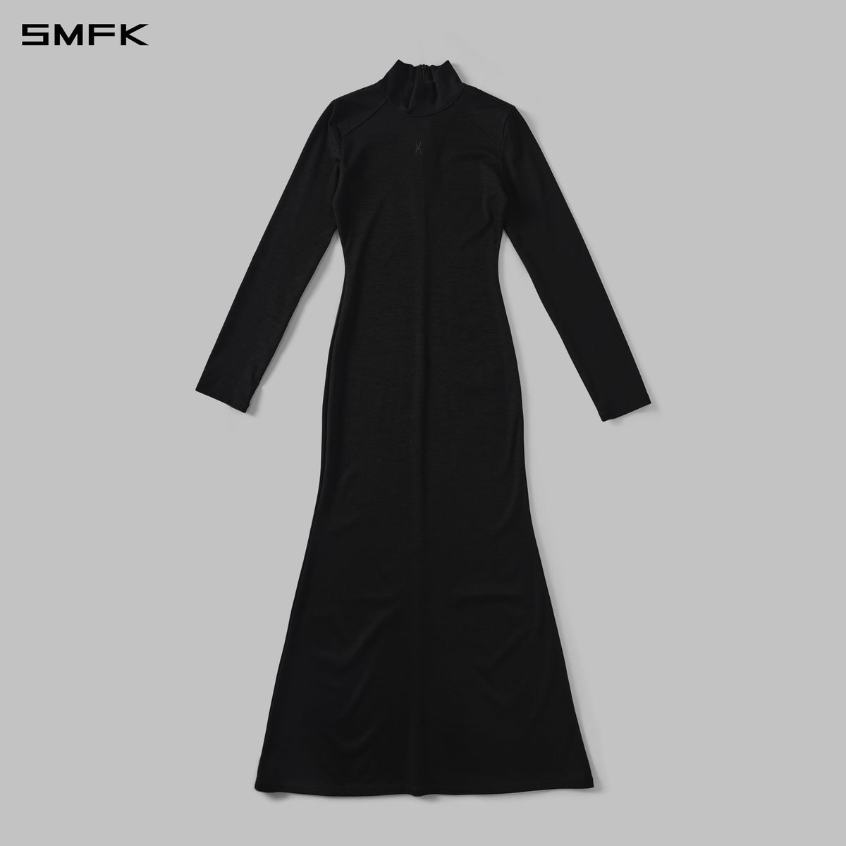 MYTH AEOLUS HIGH COLLAR EVENING DRESS/LENZING TENCEL+COTTON MIDNIGHT BLACK