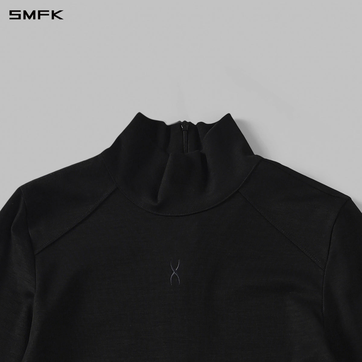 MYTH AEOLUS HIGH COLLAR EVENING DRESS/LENZING TENCEL+COTTON MIDNIGHT BLACK