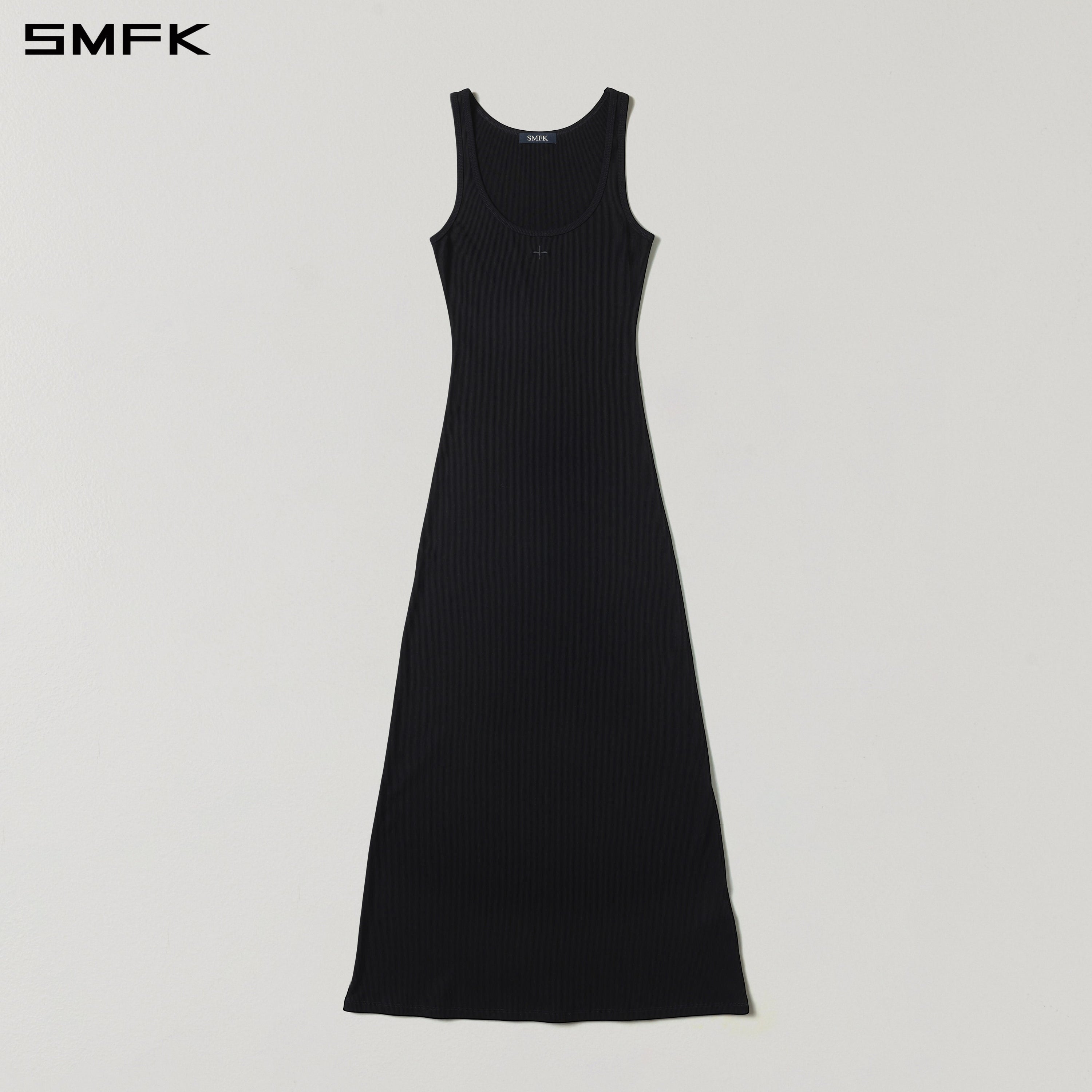 VINTAGE NOMADIC SILK TANK LONG DRESS/SILK+COTTON WILD BLACK