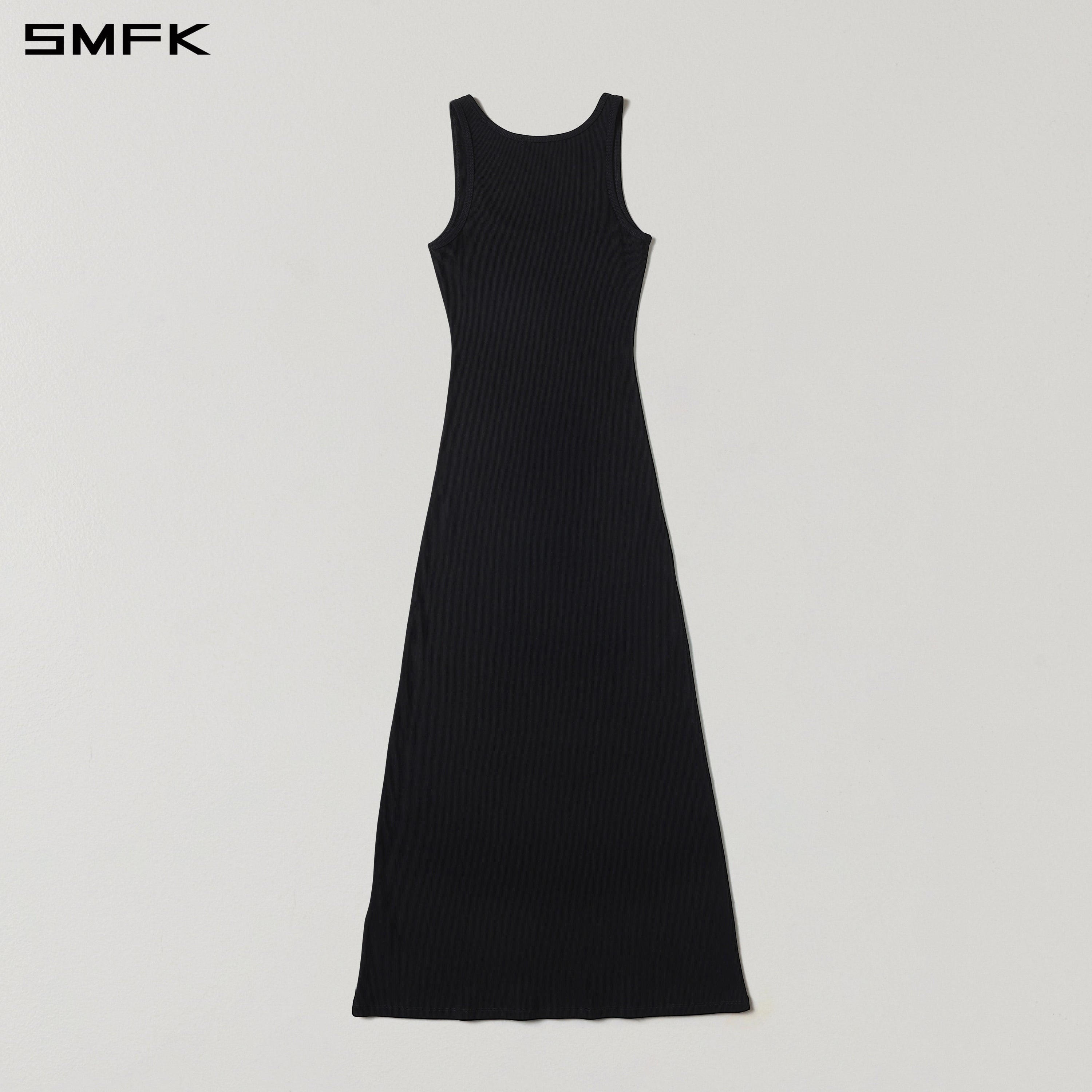 VINTAGE NOMADIC SILK TANK LONG DRESS/SILK+COTTON WILD BLACK