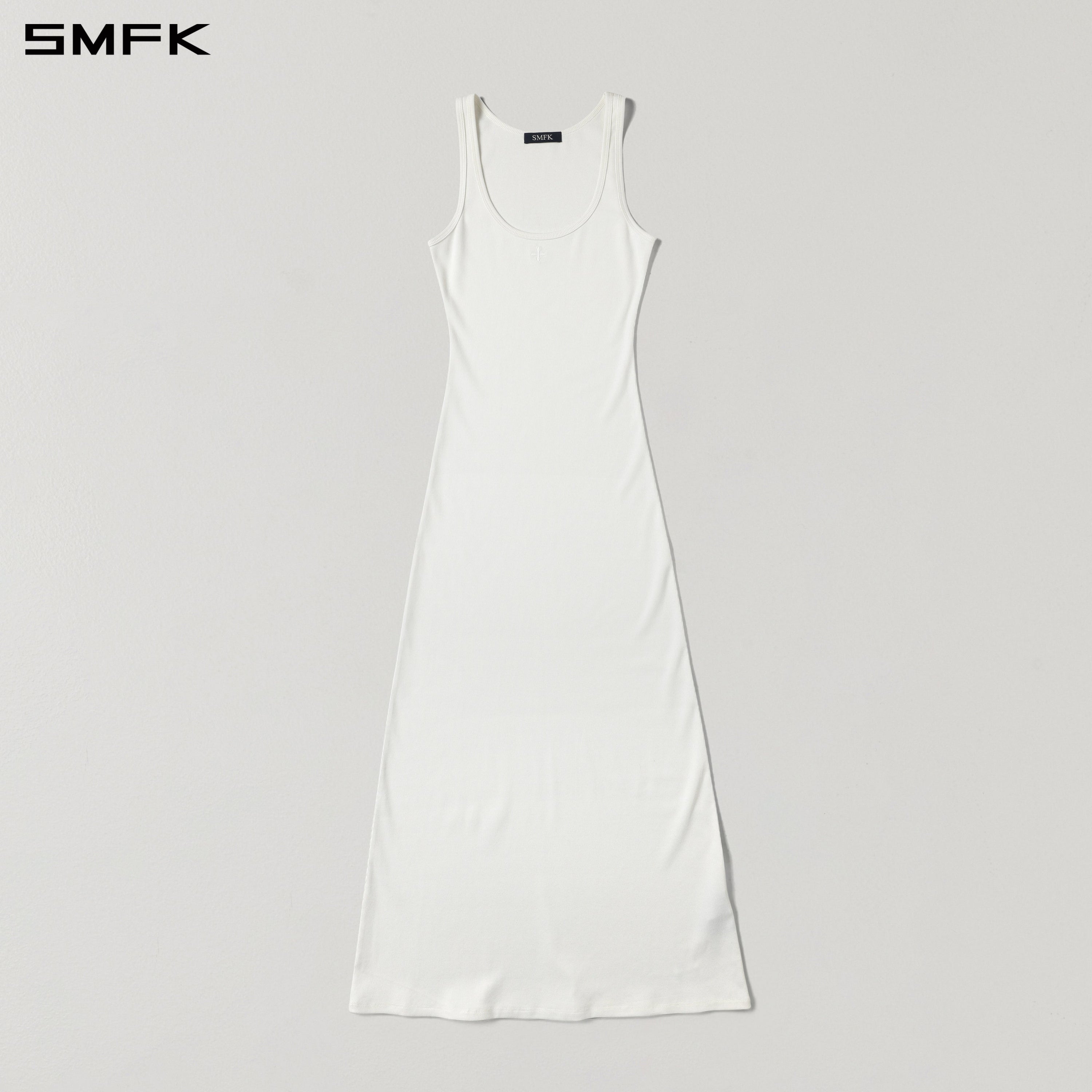 VINTAGE NOMADIC SILK TANK LONG DRESS/SILK+COTTON CLOUD WHITE