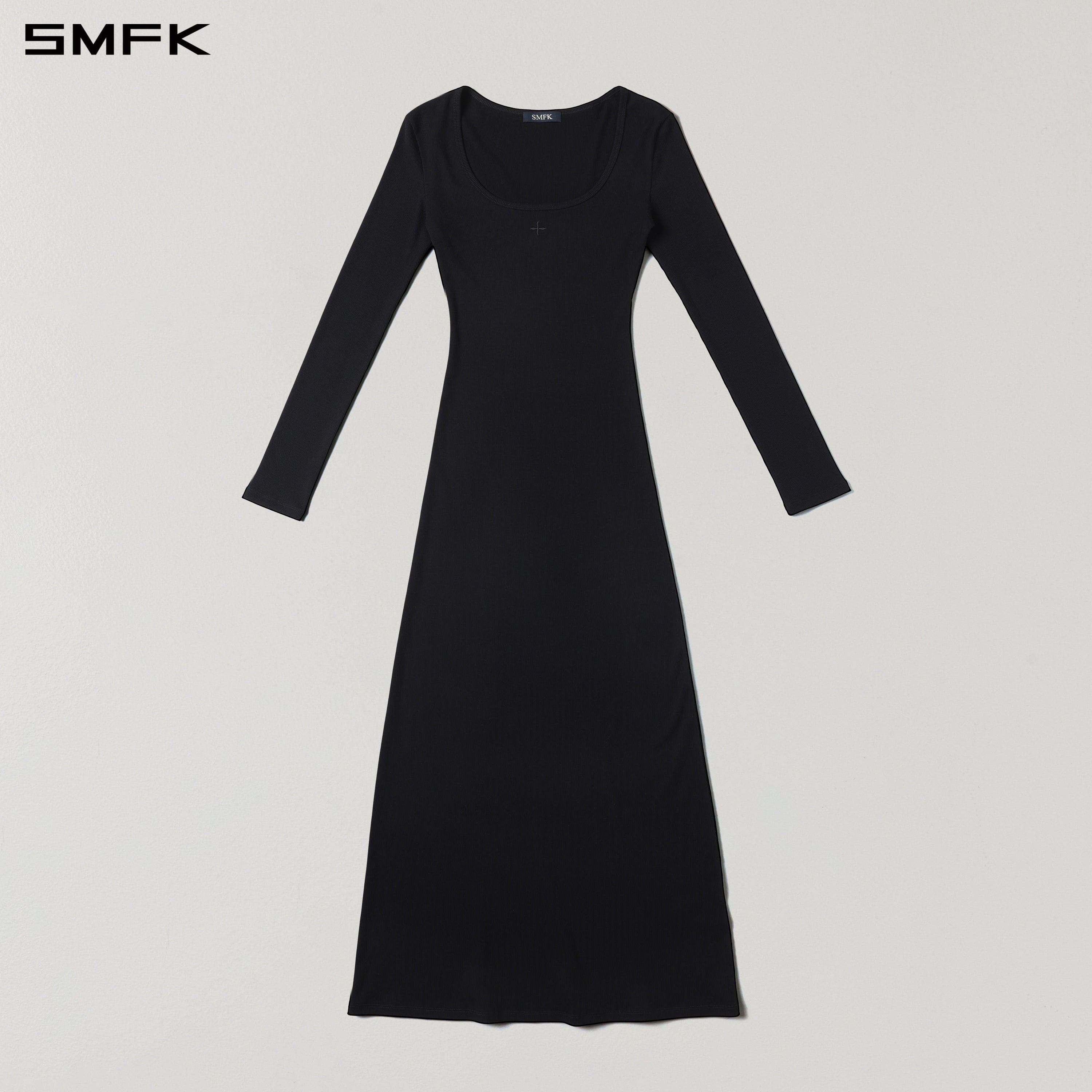 VINTAGE NOMADIC SILK LONG DRESS/SILK+COTTON WILD BLACK