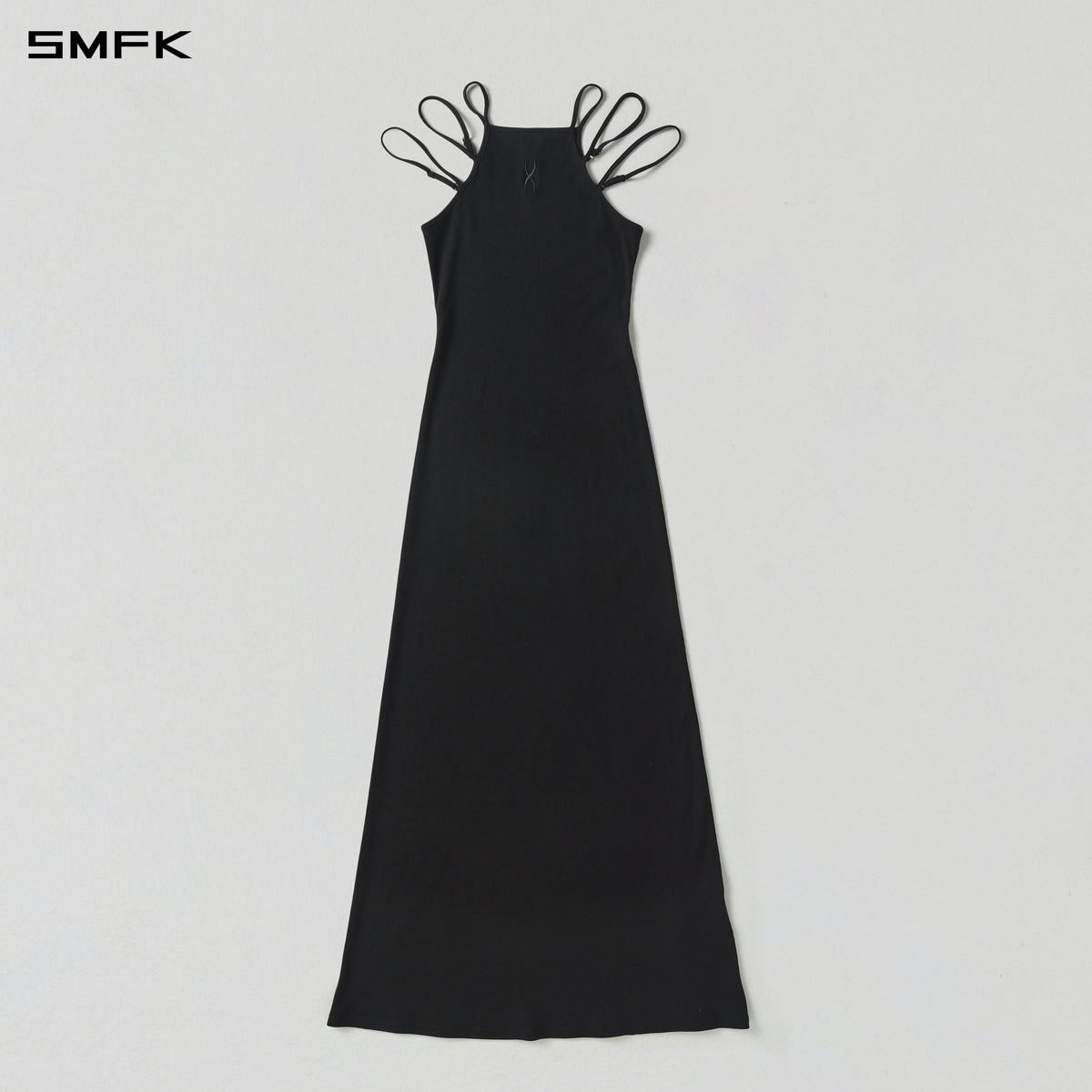 MYTH SIREN SLIM KNITED EVENING DRESS/SILK+COTTON WILD BLACK