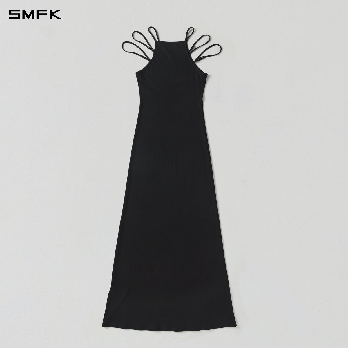 MYTH SIREN SLIM KNITED EVENING DRESS/SILK+COTTON WILD BLACK