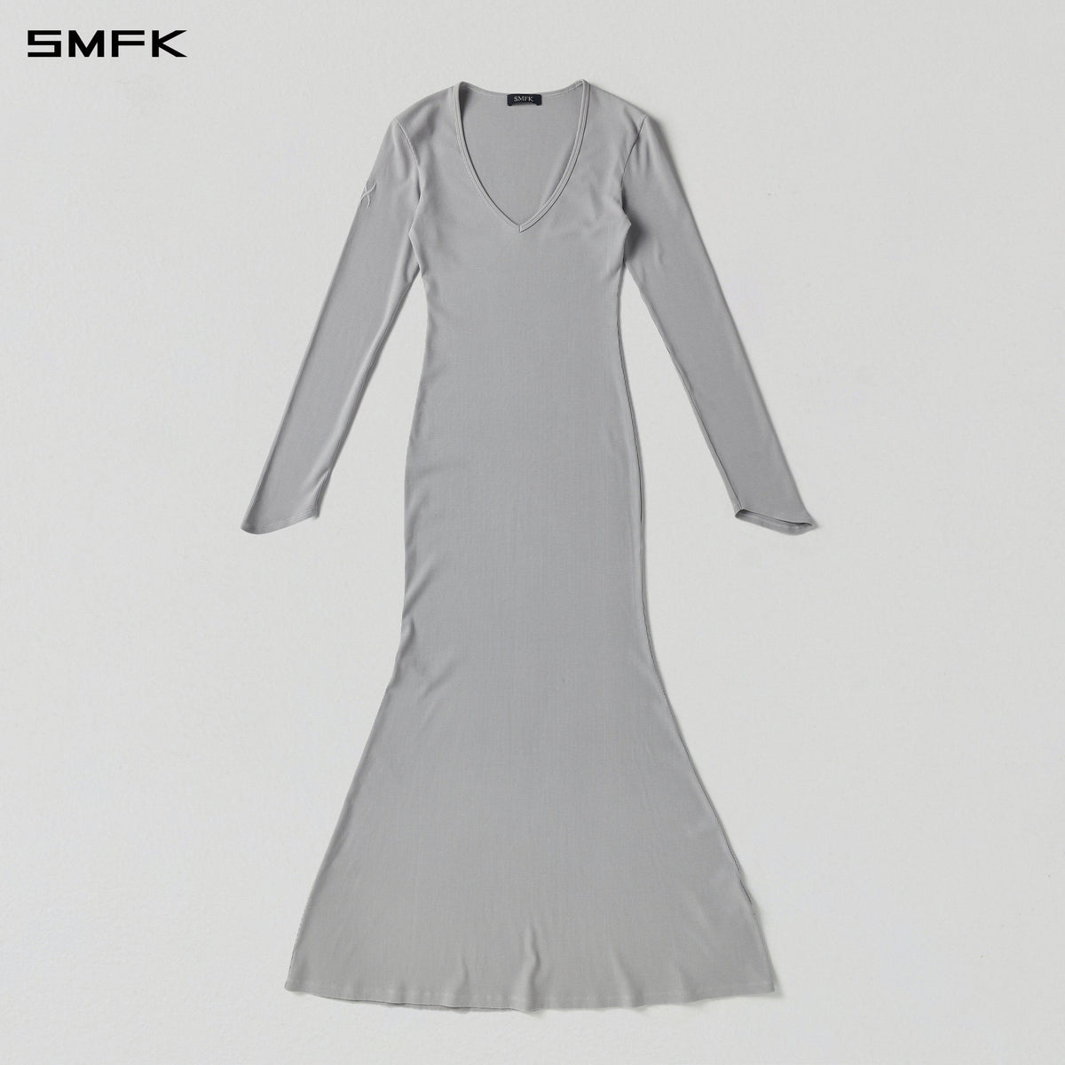 VINTAGE NOMADIC DIVA EVENING LONG DRESS/SILK+COTTON GLACIER GREY