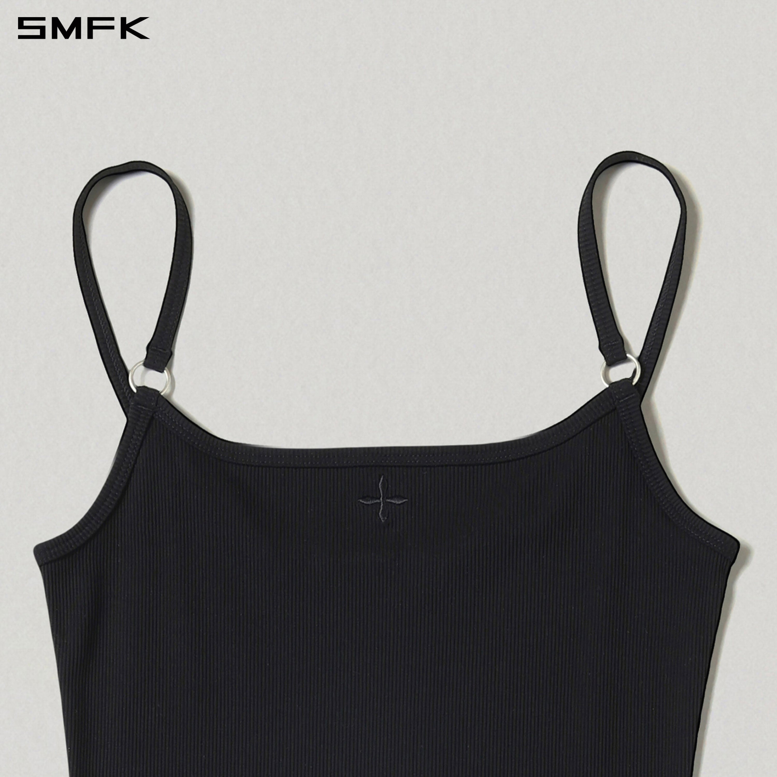 VINTAGE NOMADIC SILK ASYMMETRY CAMISOLE DRESS/SILK+COTTON WILD BLACK