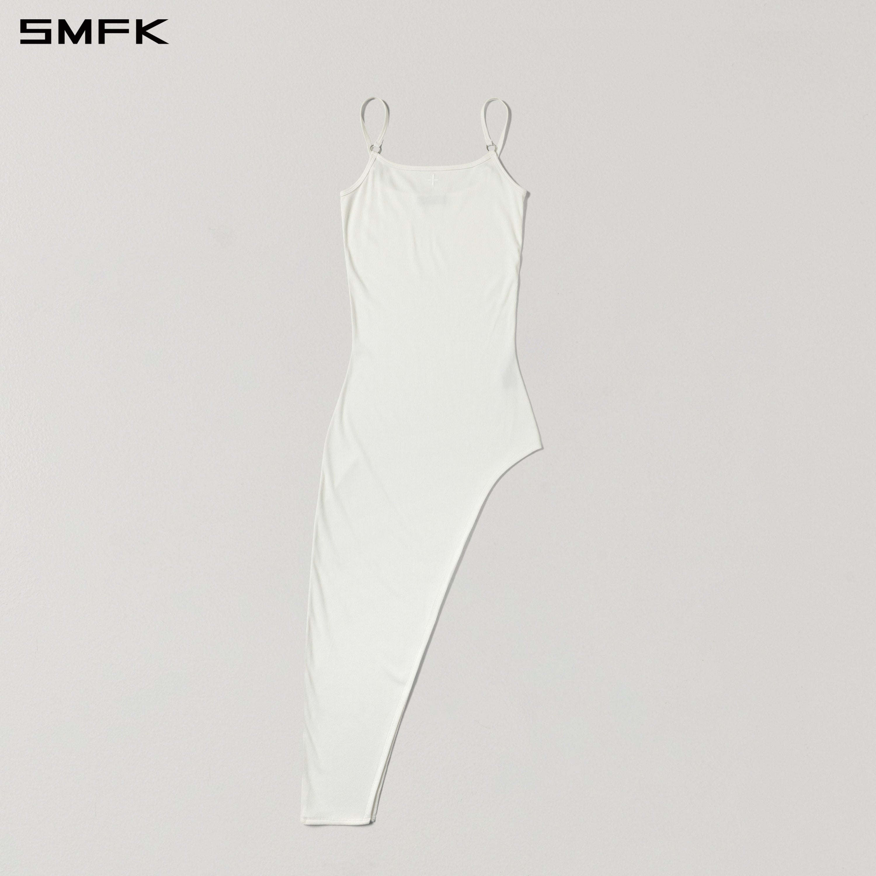 VINTAGE NOMADIC SILK ASYMMETRY CAMISOLE DRESS/SILK+COTTON CLOUD WHITE
