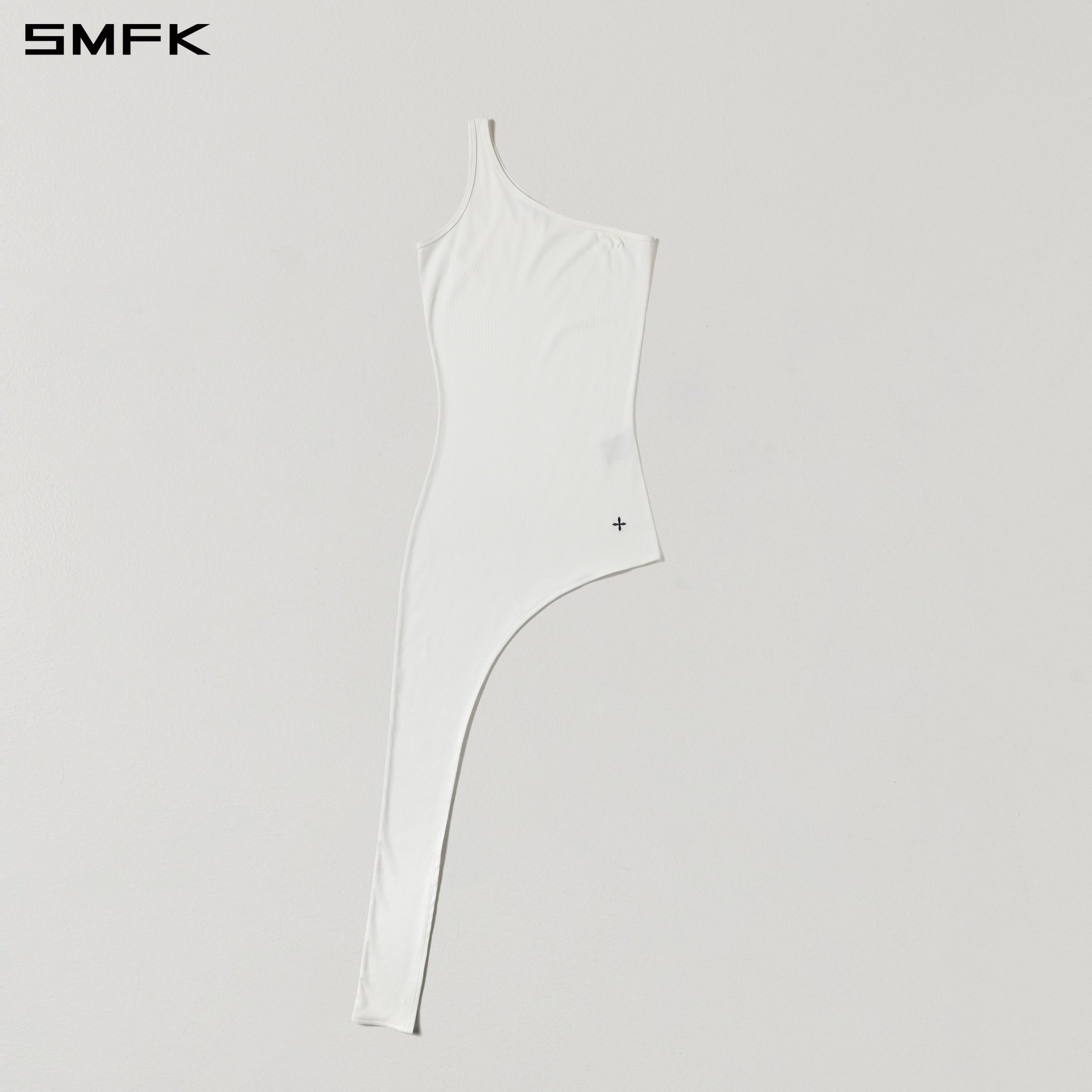 VINTAGE NOMADIC SILK ASYMMETRY TANK DRESS/SILK+COTTON CLOUD WHITE