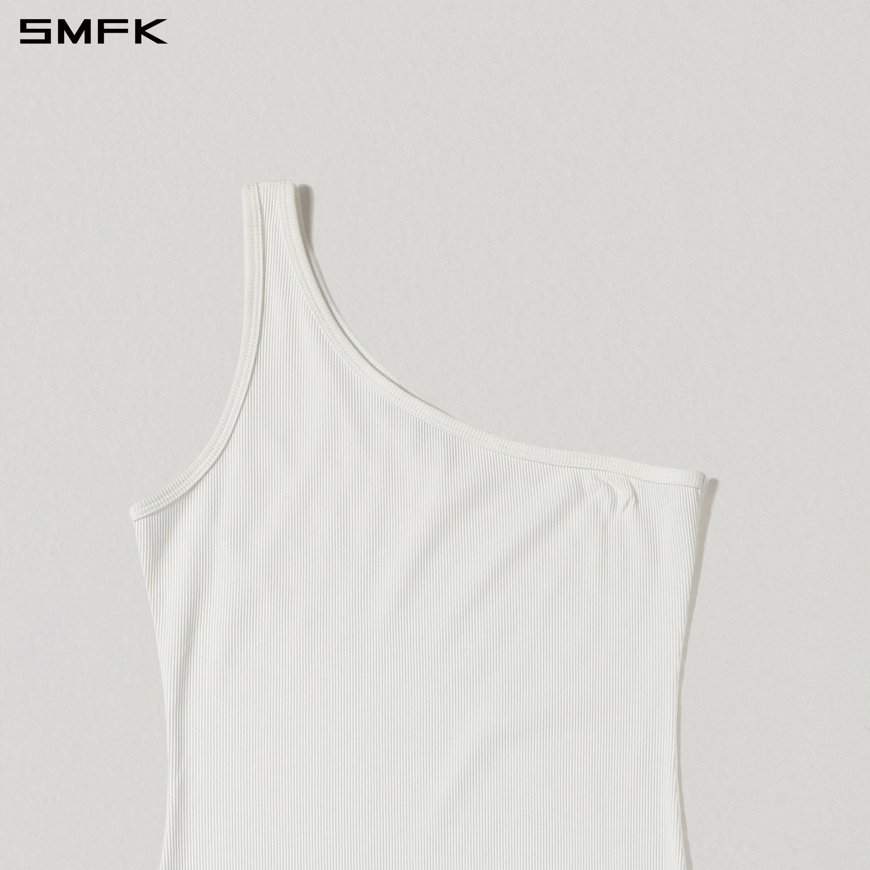 VINTAGE NOMADIC SILK ASYMMETRY TANK DRESS/SILK+COTTON CLOUD WHITE