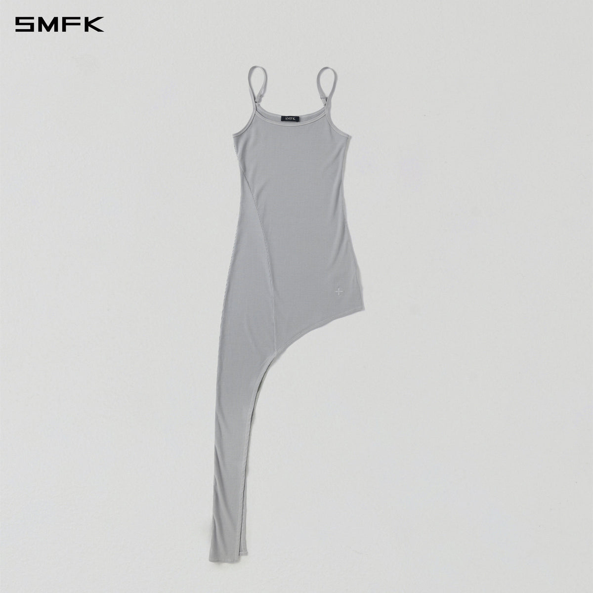 VINTAGE NOMADIC SILK ASYMMETRY CAMISOLE EVENING DRESS/SILK+COTTON GLACIER GREY