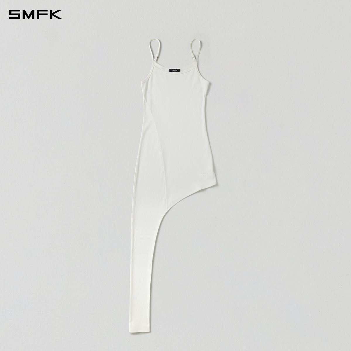 VINTAGE NOMADIC SILK ASYMMETRY CAMISOLE EVENING DRESS/SILK+COTTON CLOUD WHITE