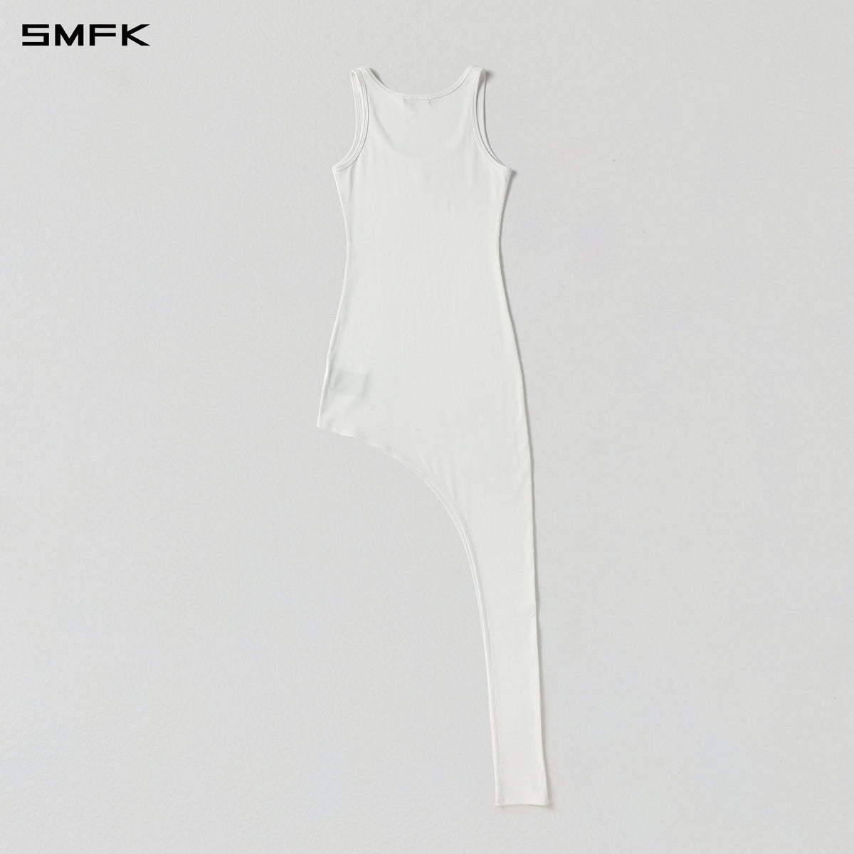 VINTAGE NOMADIC SILK ASYMMETRY EVENING VEST DRESS/SILK+COTTON CLOUD WHITE