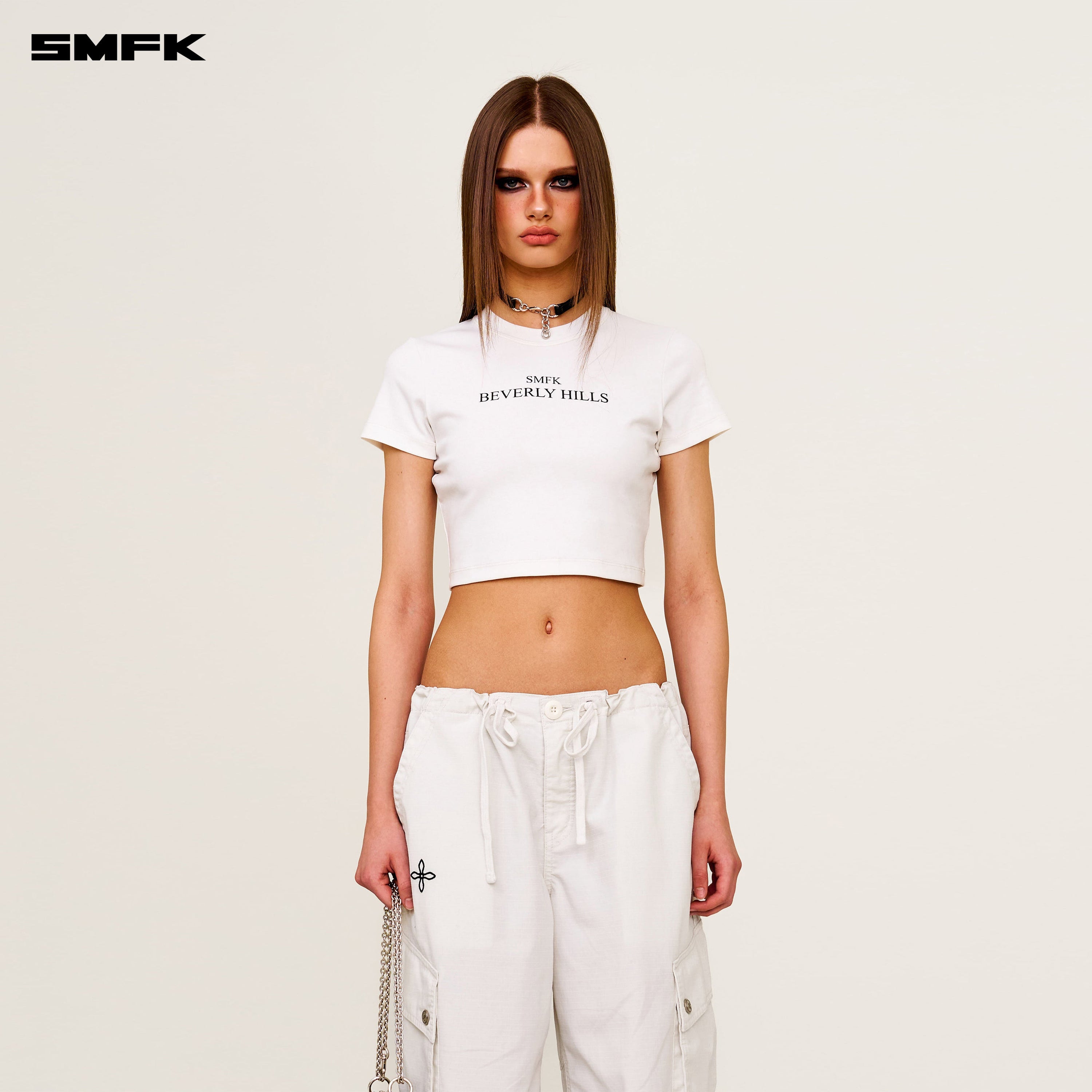 Compass Beverly Movie Subtitles Crop Tee Snowy Mountain White