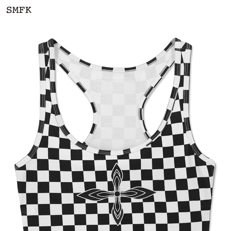 GRID BLACK AND WHITE CHECKED SUNDRESS UFT12BW