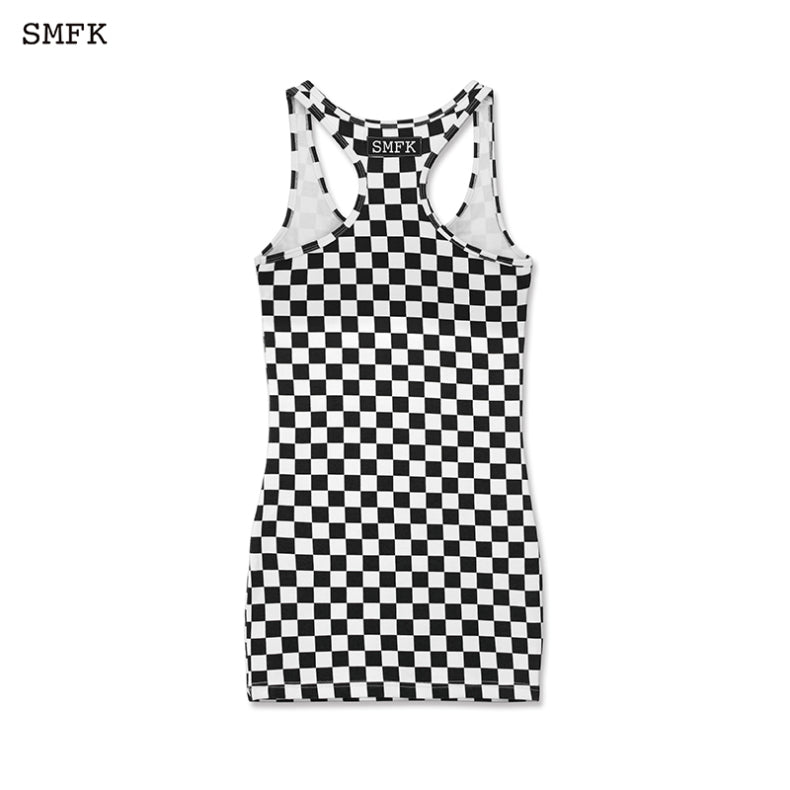 GRID BLACK AND WHITE CHECKED SUNDRESS UFT12BW