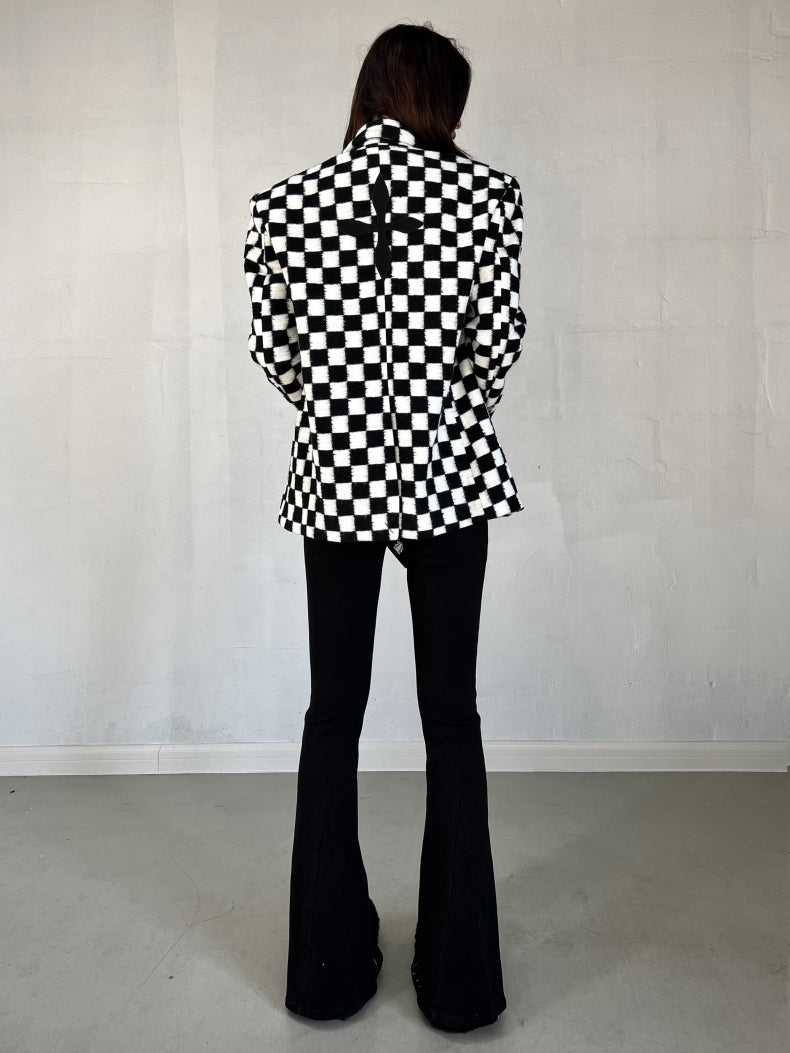 GRID BLACK AND WHITE CHECK SUIT SU001BW