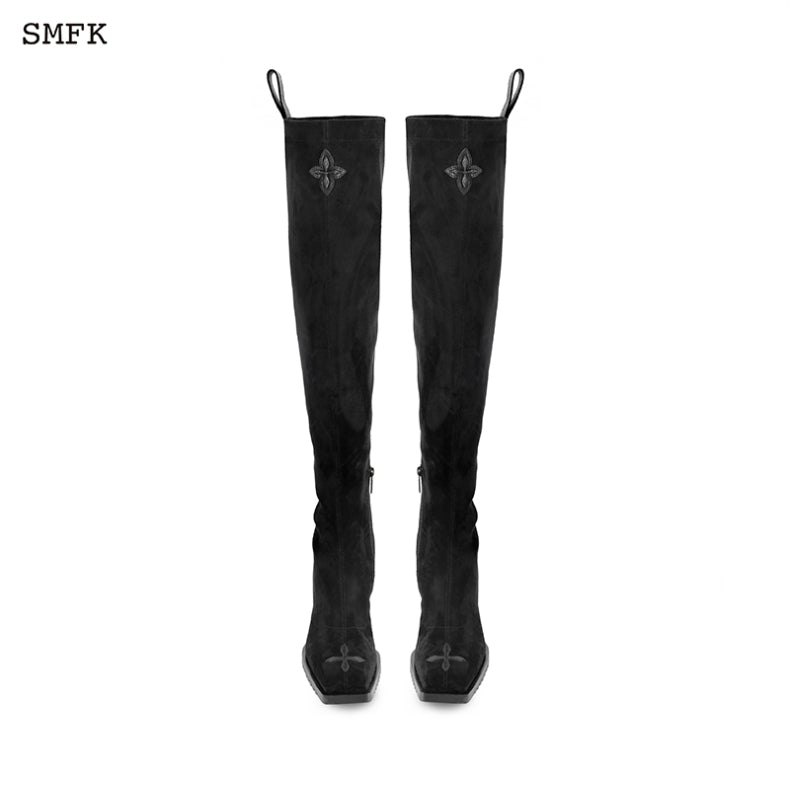 COMPASS DUCK CROSS PATTERNED DUCK TIP BOOTS S0007B+