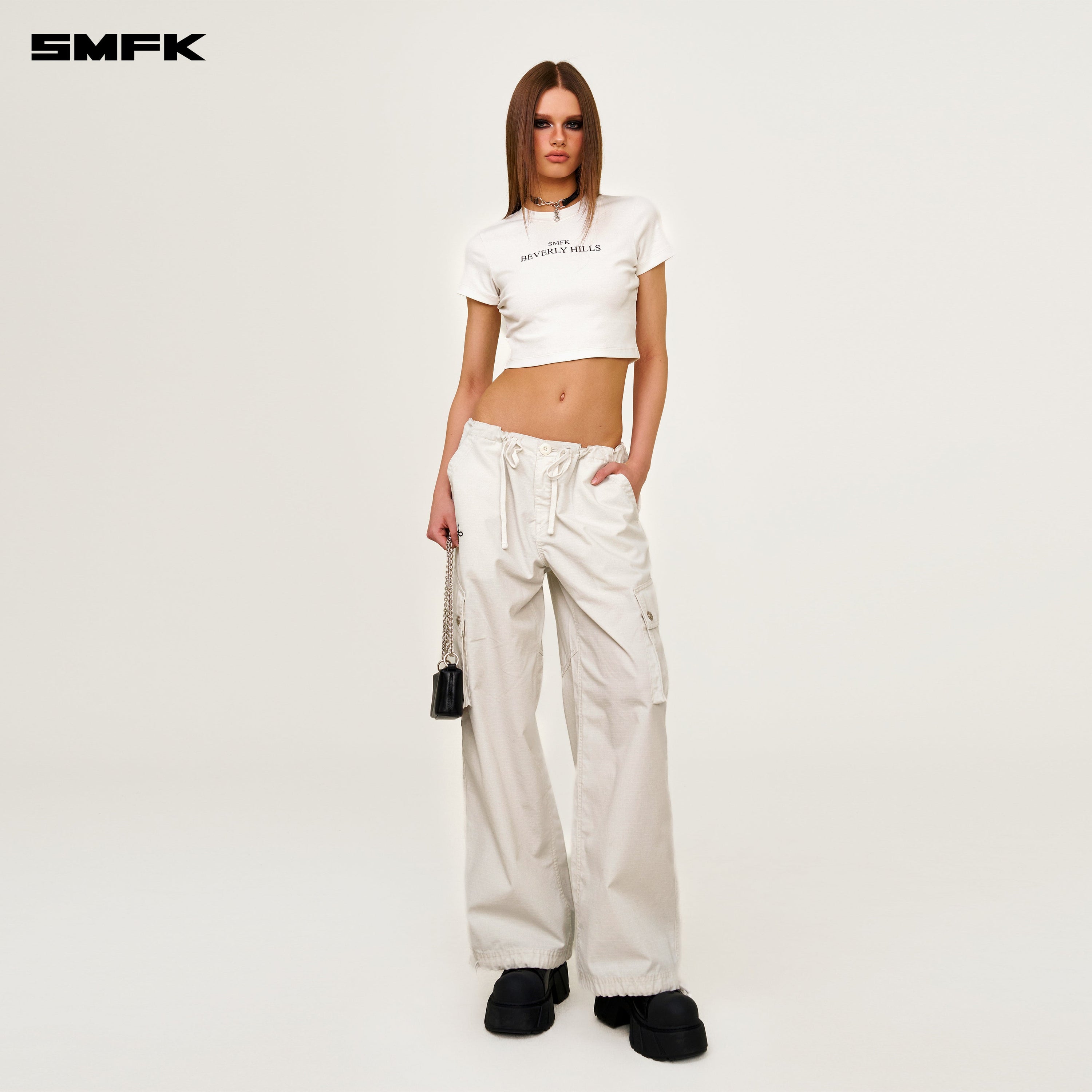 Future Mirage Classic Parachute Pants Snowy Mountain White