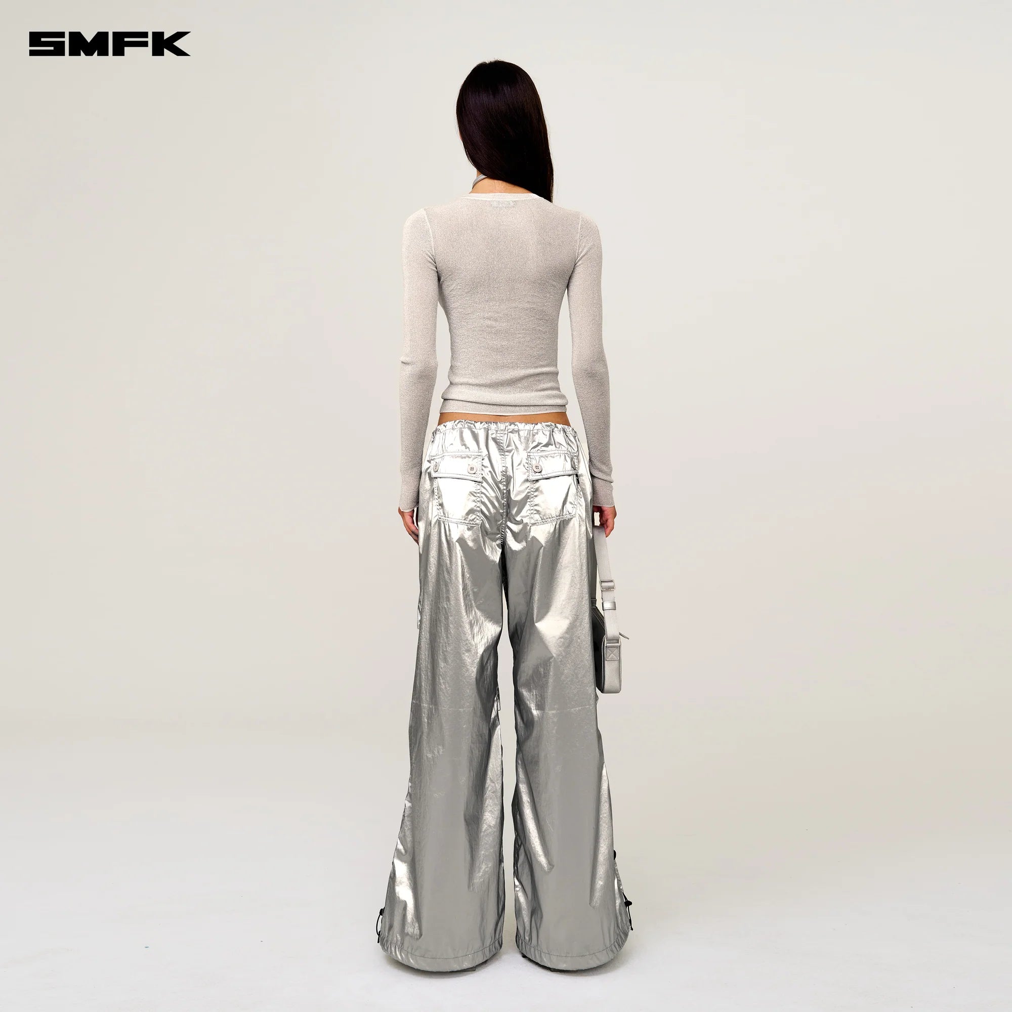 FUTURE MIRAGE INTERSTELLAR TECH WIDE LEG PANTS SILVER