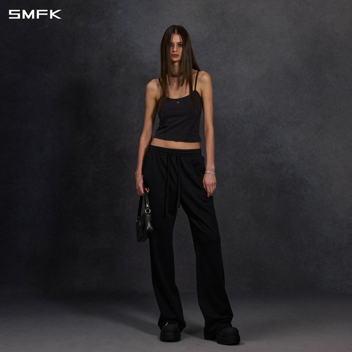 PERMANENT SLIM STRT SPORTS PANTS/COTTON/W WILD BLACK