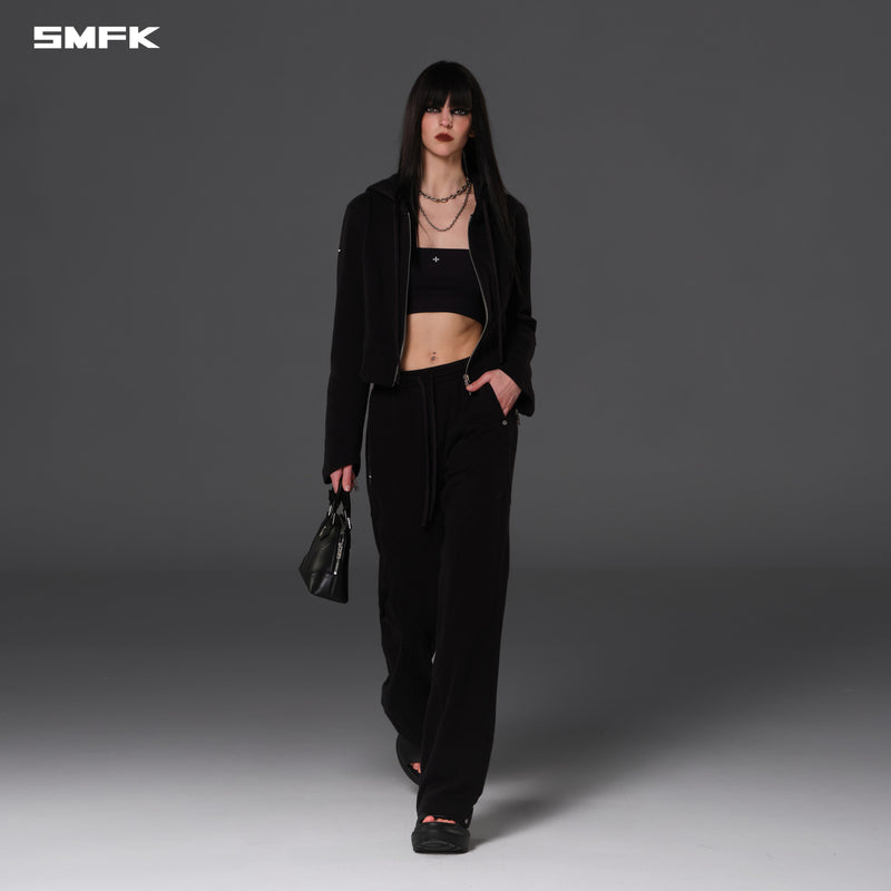 PERMANENT SLIM STRT PANTS/COTTON WOOL WILD BLACK