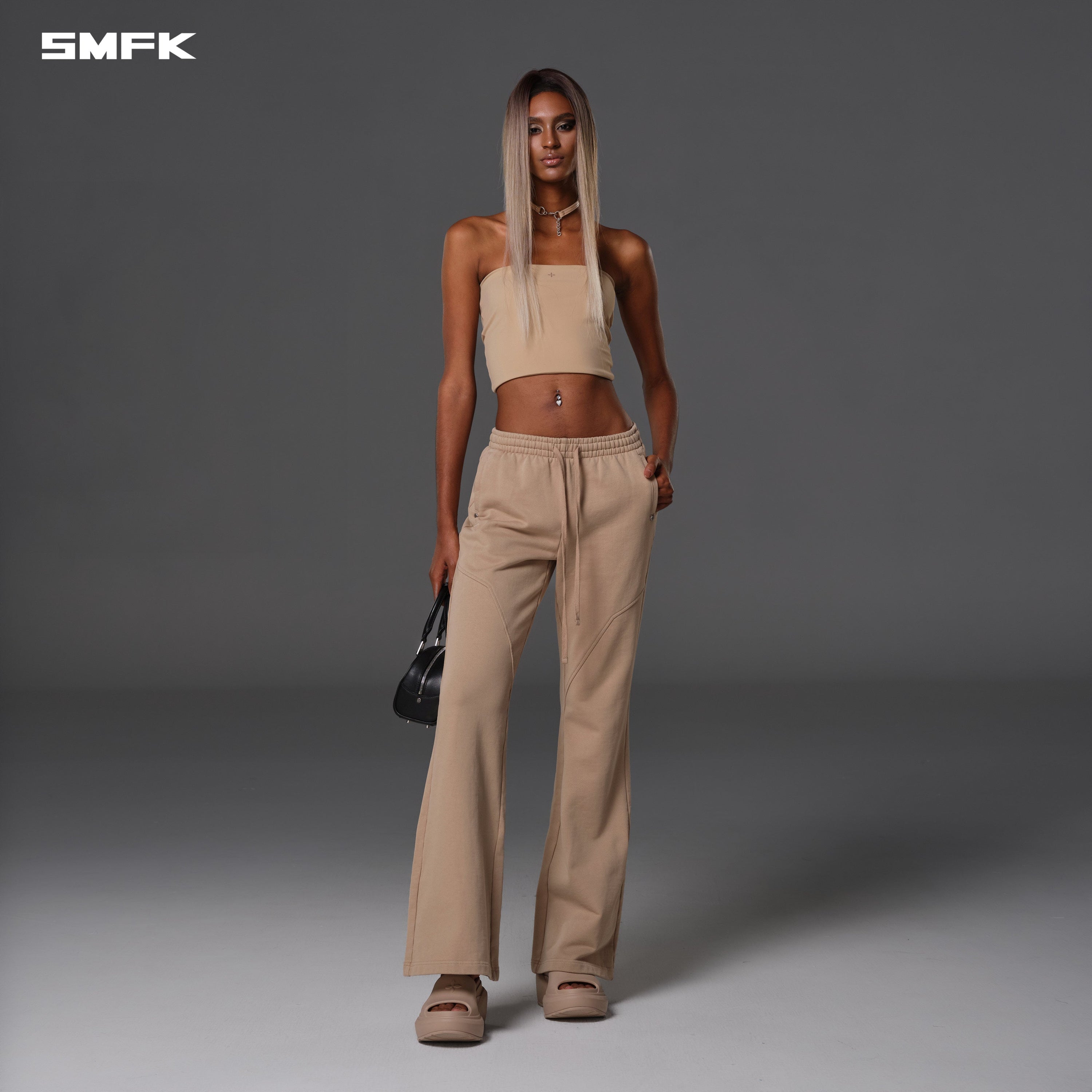 PERMANENT SLIM FLARED PANTS/COTTON WOOL FRESH SKIN