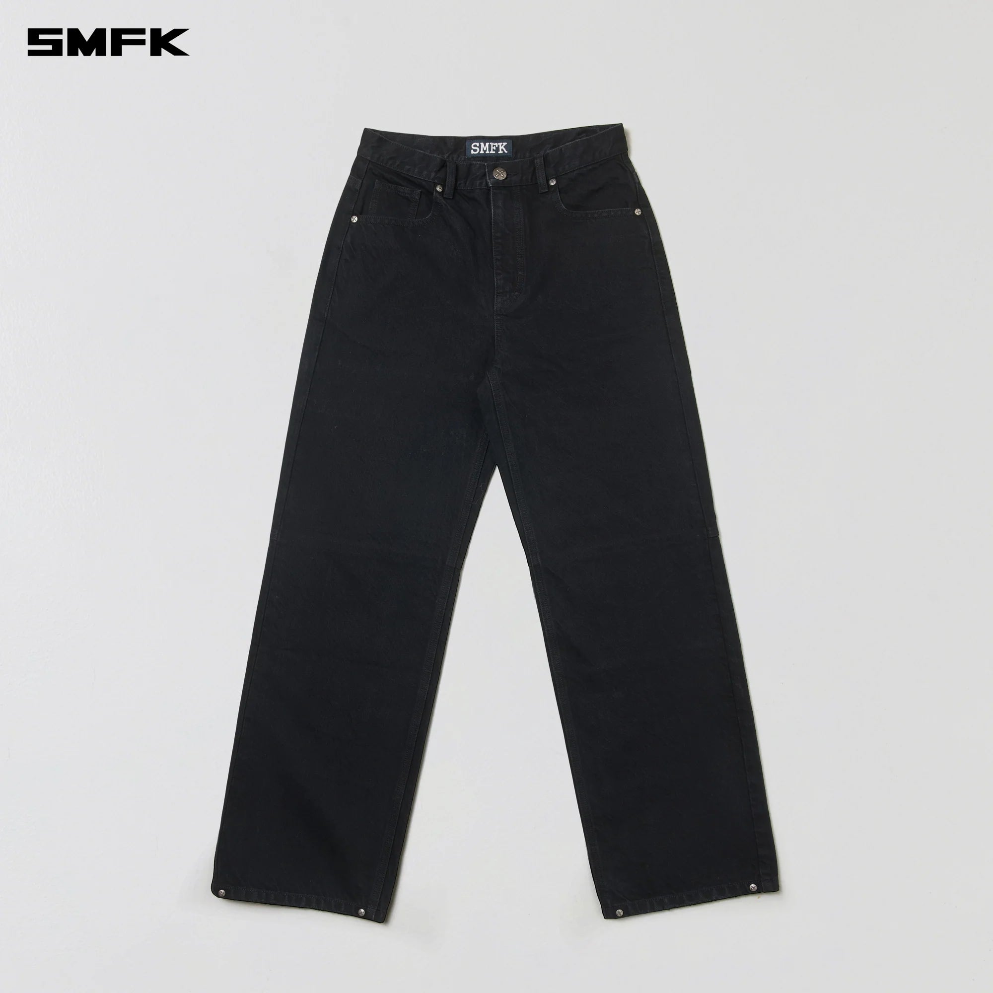 COMPASS MODE LOOSE STRAIGHT DENIM PANTS WILD BLACK