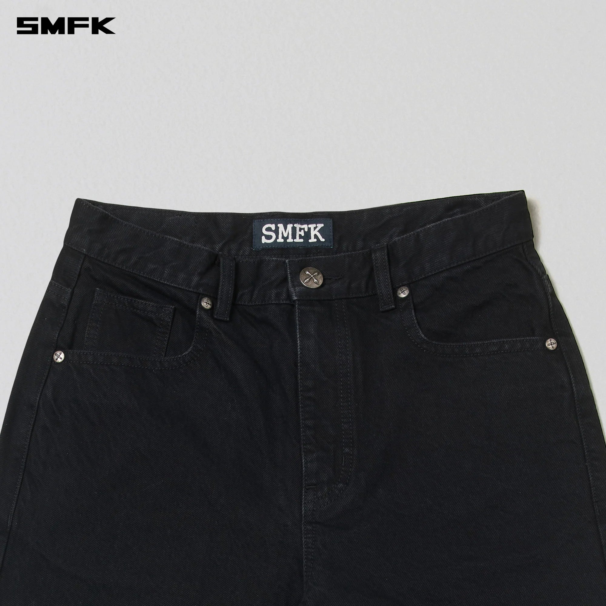 COMPASS MODE LOOSE STRAIGHT DENIM PANTS WILD BLACK