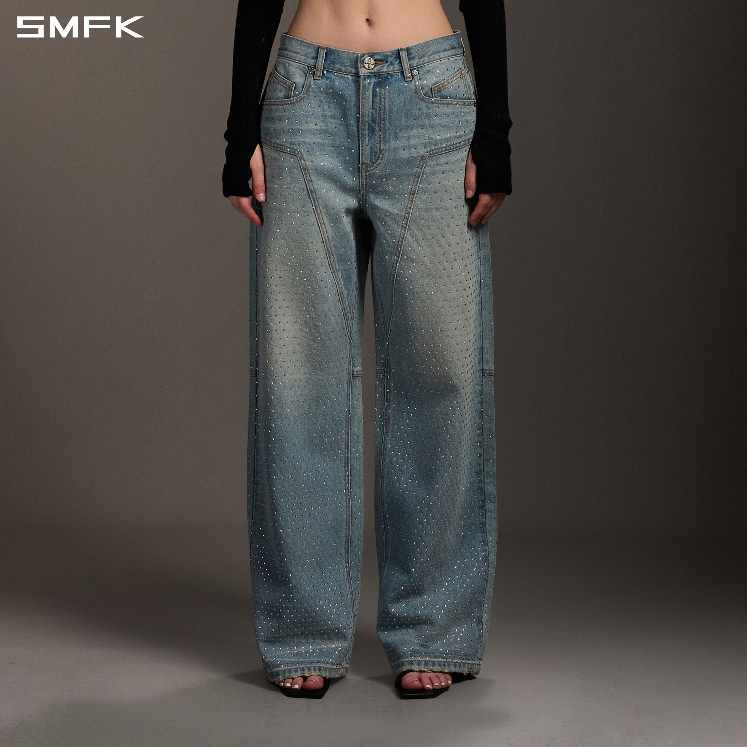 MIRAGE MODE DIAMOND STRT DENIM PANTS/COTTON/W DENIM BLUE DIAMOND