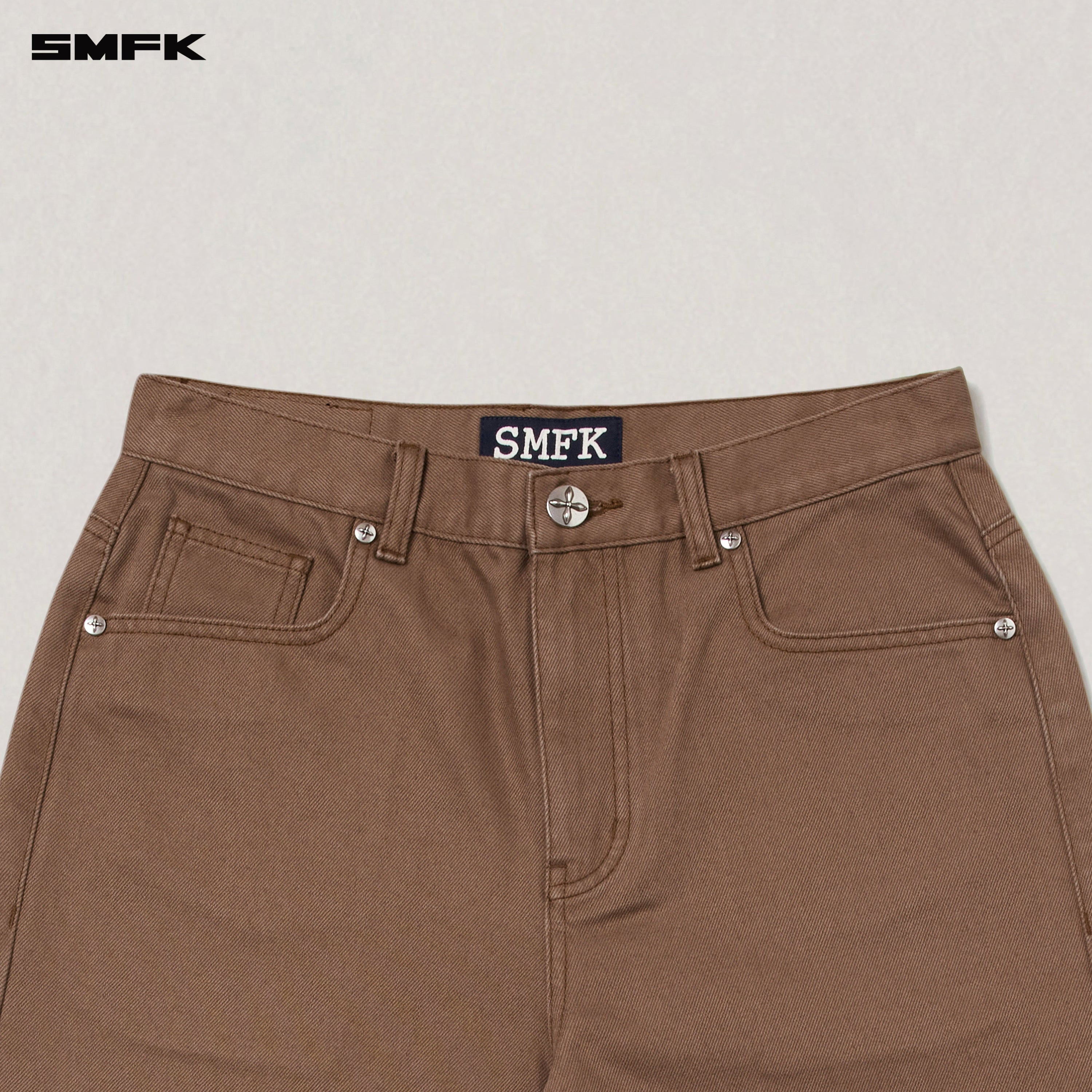 COMPASS MODE LOOSE STRAIGHT DENIM PANTS WILD HORSE BROWN