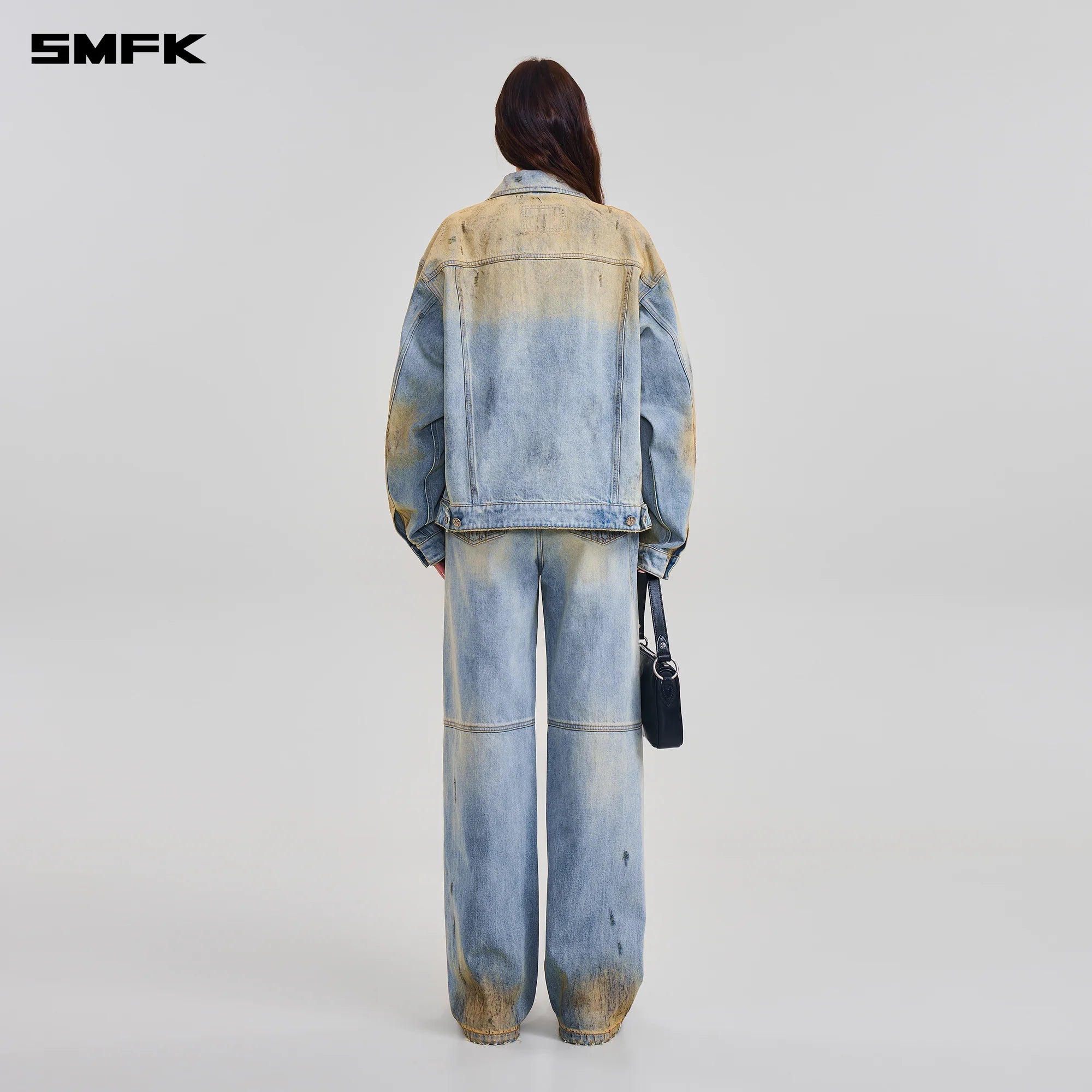 COMPASS MODE WASTELAND LOOSE STRAIGHT DENIM PANTS LAKE BLUE