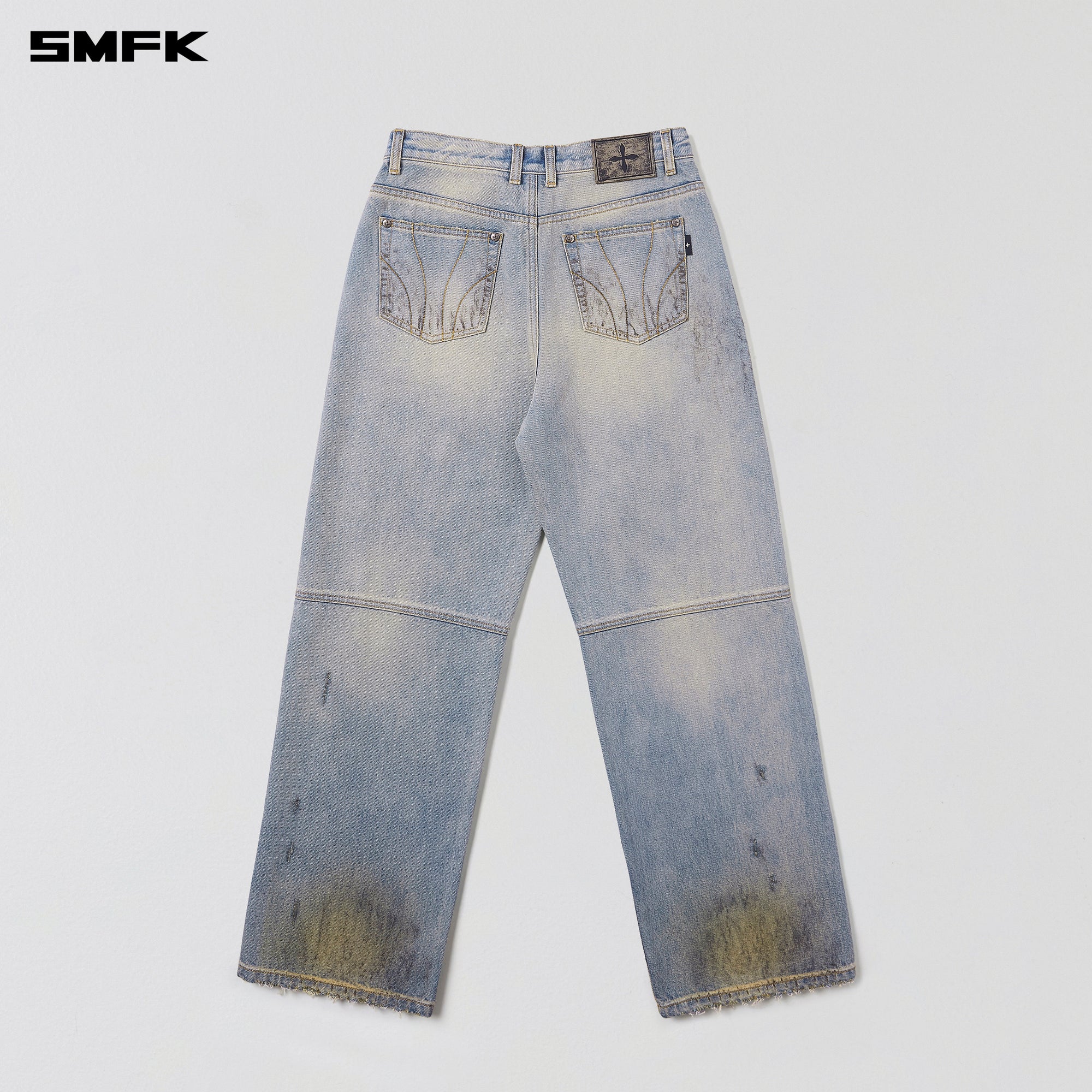COMPASS MODE WASTELAND LOOSE STRAIGHT DENIM PANTS LAKE BLUE