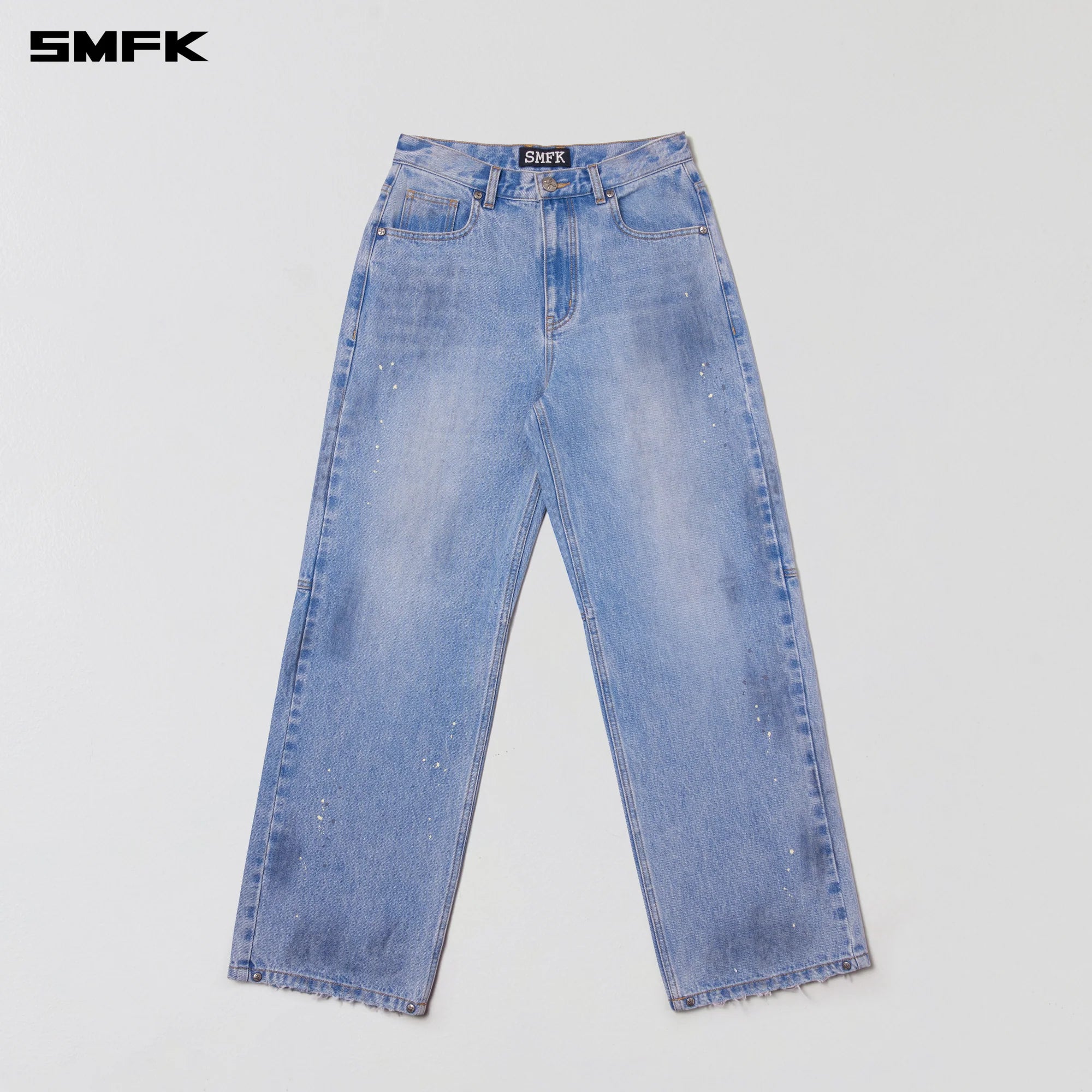 COMPASS MODE LOOSE STRAIGHT DENIM PANTS SKY BLUE