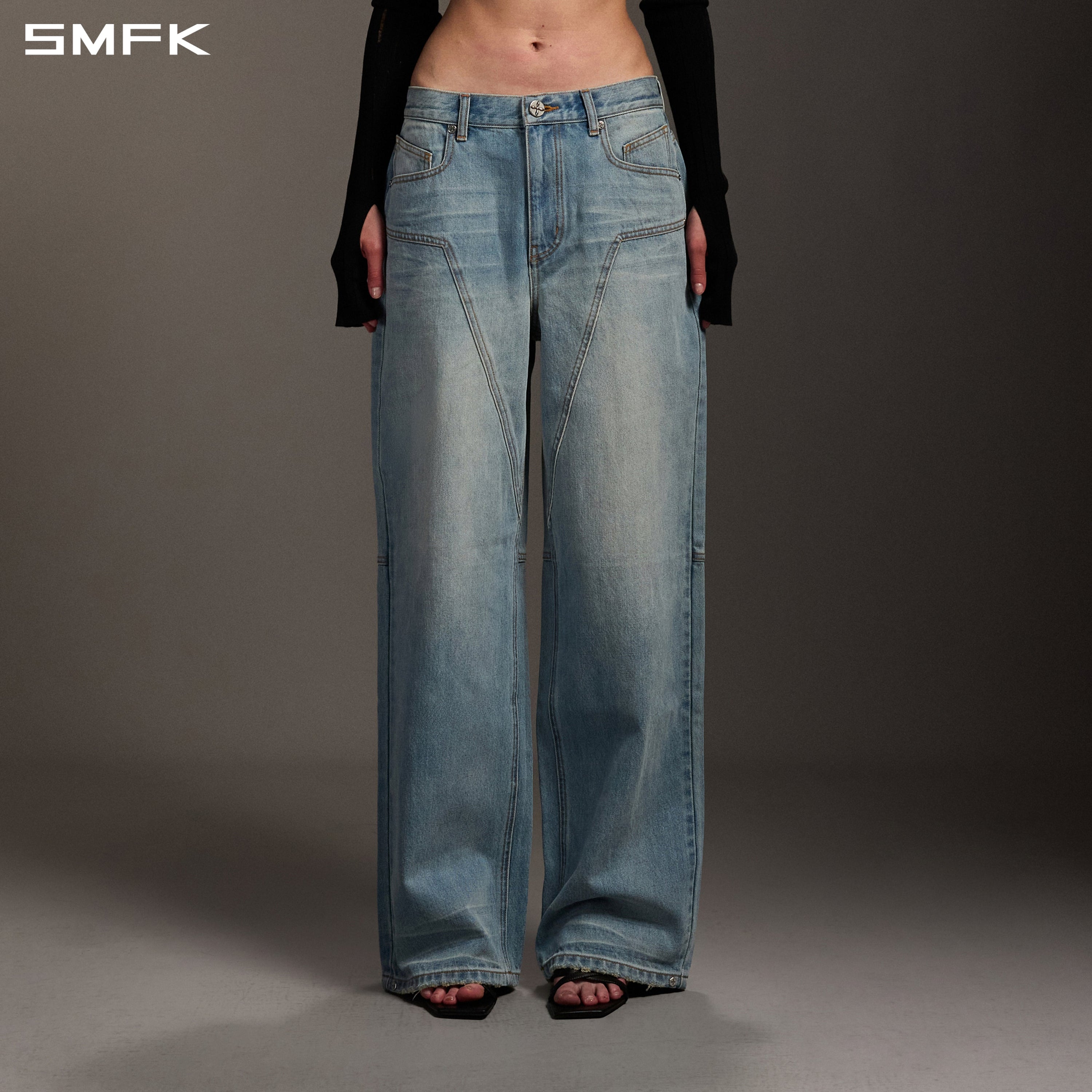 MIRAGE MODE STRT DENIM PANTS/COTTON/W SKY BLUE