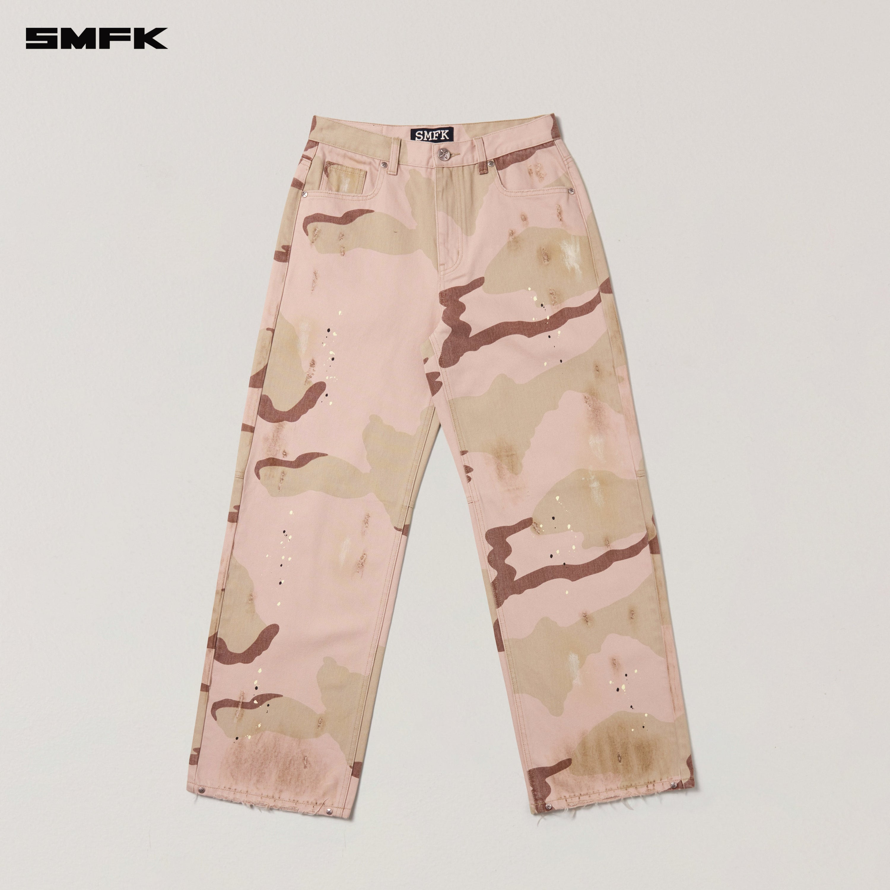 COMPASS MODE WASTELAND LOOSE STRAIGHT DENIM PANTS DESERT CAMOUFLAGE