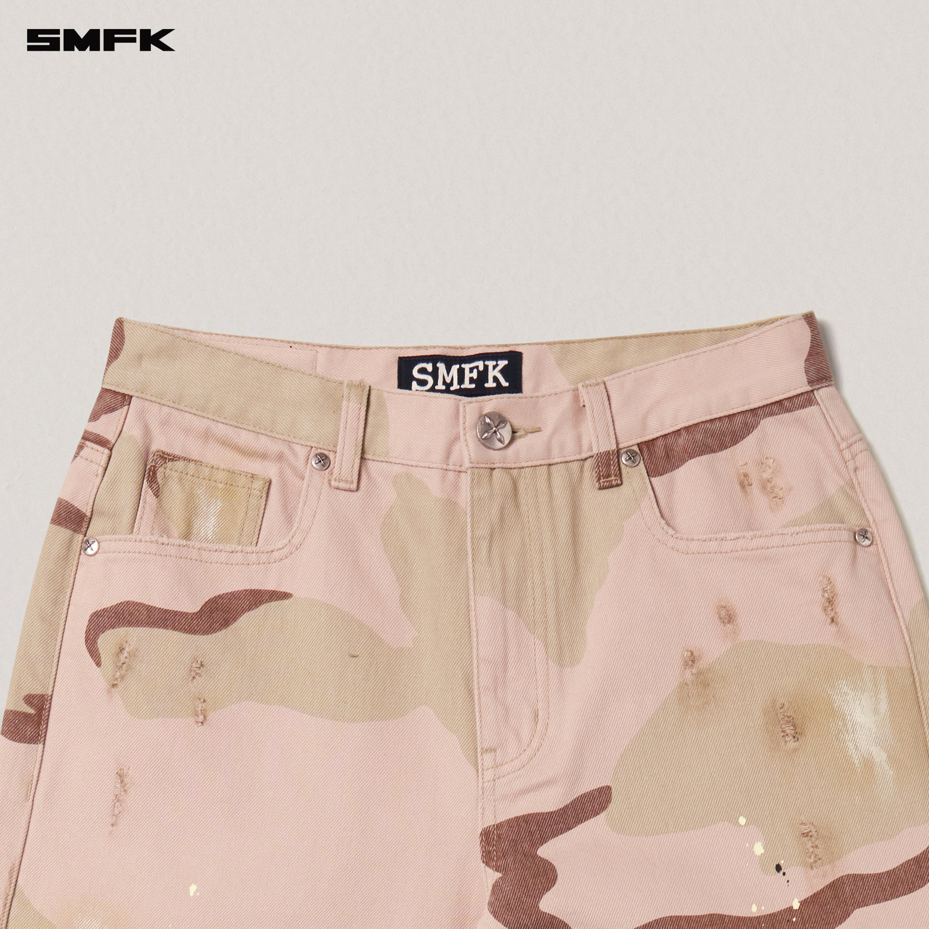 COMPASS MODE WASTELAND LOOSE STRAIGHT DENIM PANTS DESERT CAMOUFLAGE