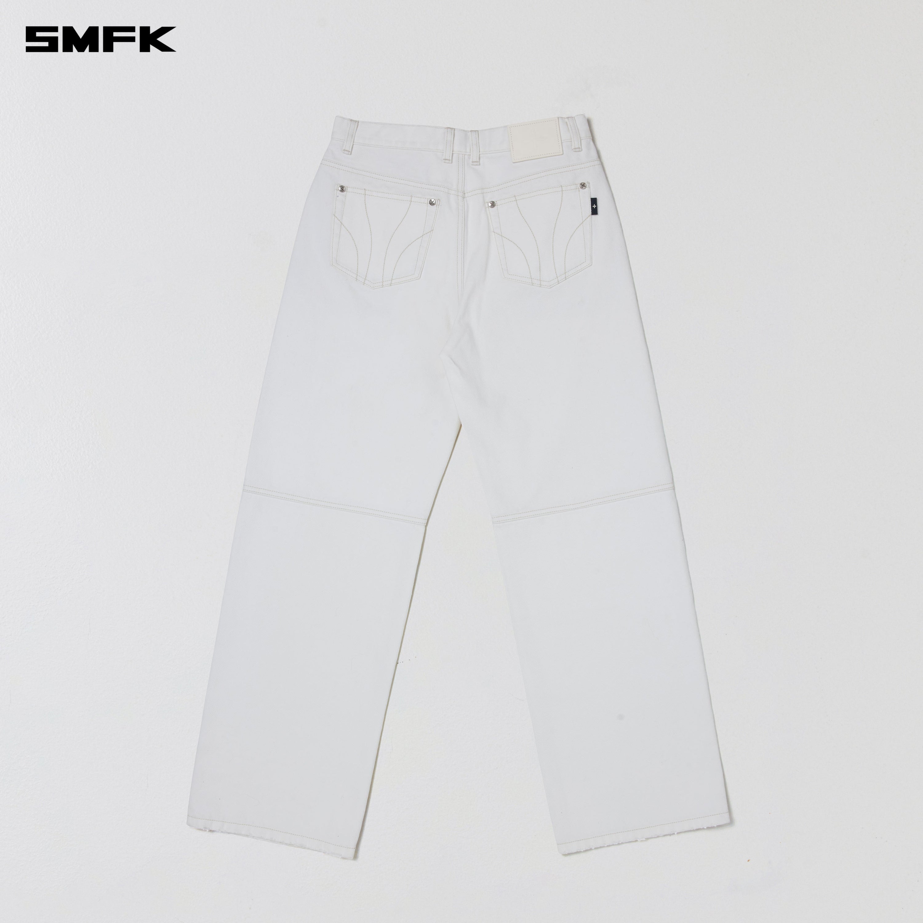 COMPASS MODE LOOSE STRAIGHT DENIM PANTS SNOW MOUNTAIN WHITE