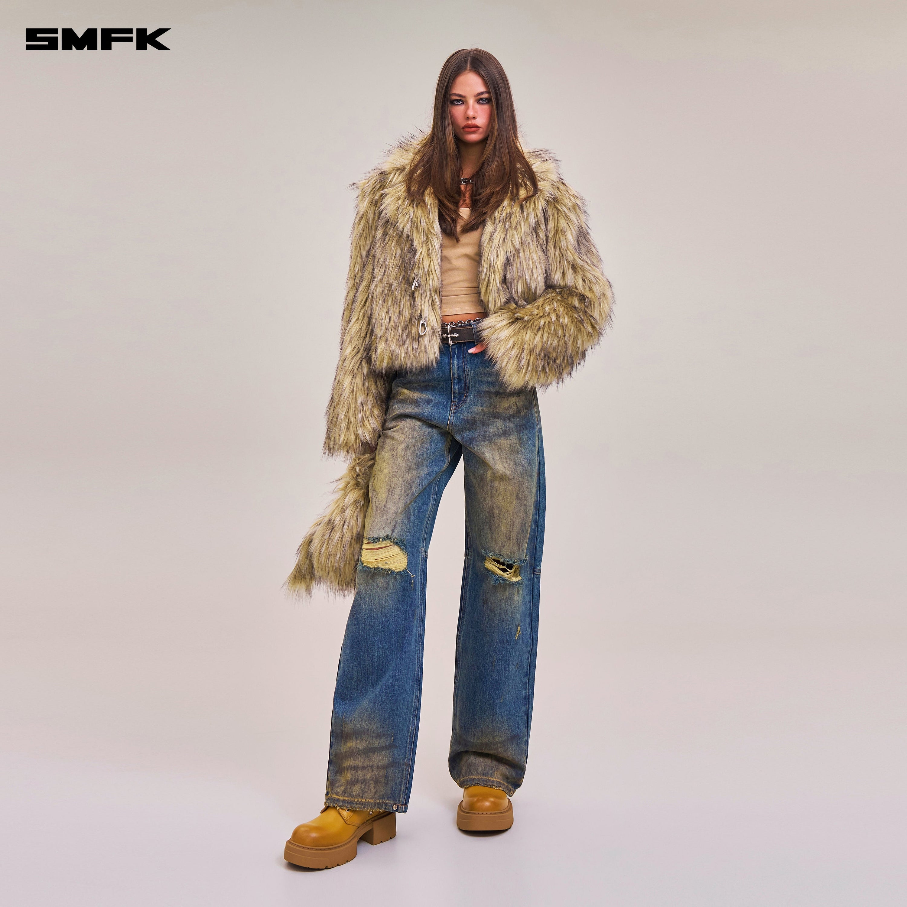 COMPASS MODE WASTELAND LOOSE STRAIGHT DENIM PANTS WASTELAND BLUE