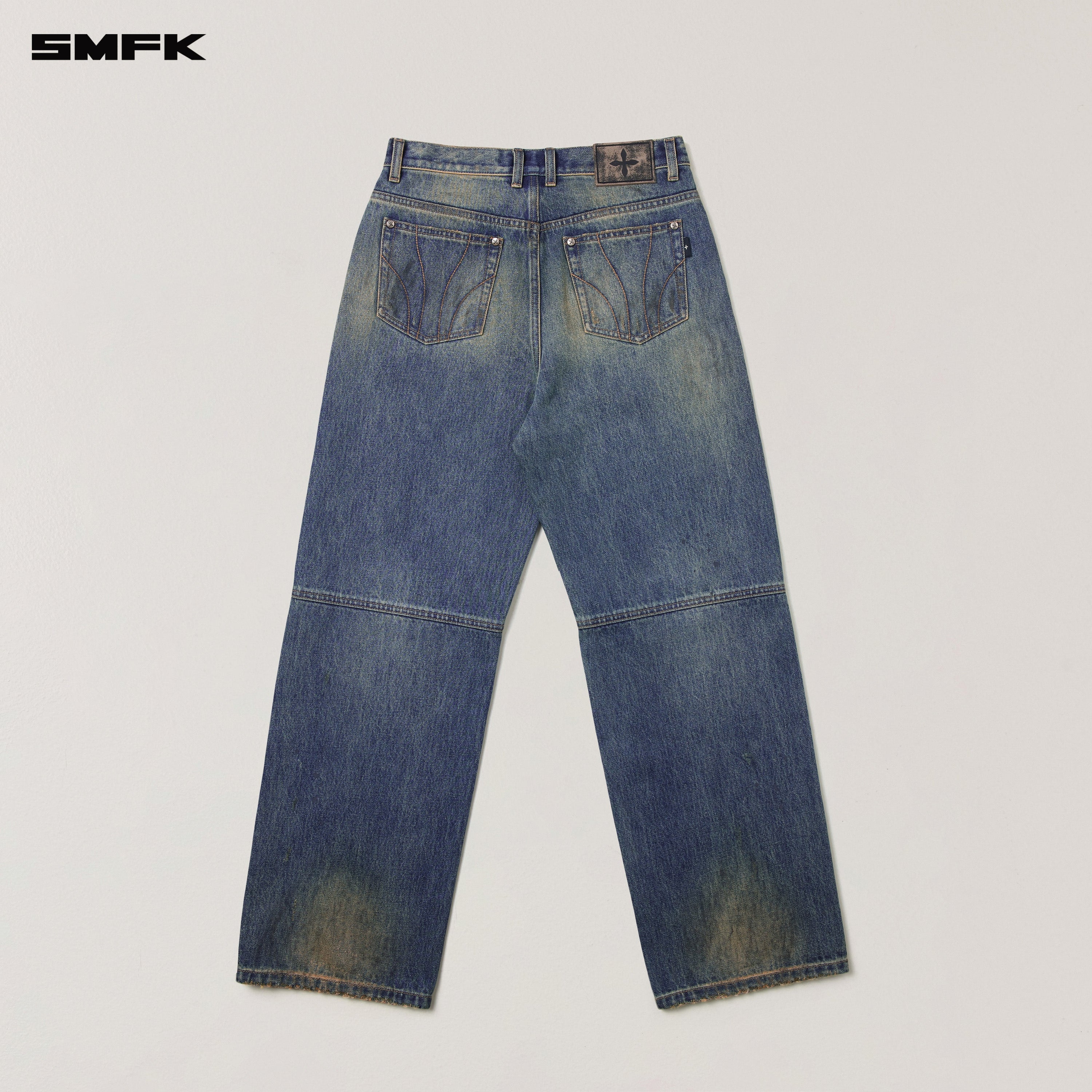 COMPASS MODE WASTELAND LOOSE STRAIGHT DENIM PANTS WASTELAND BLUE