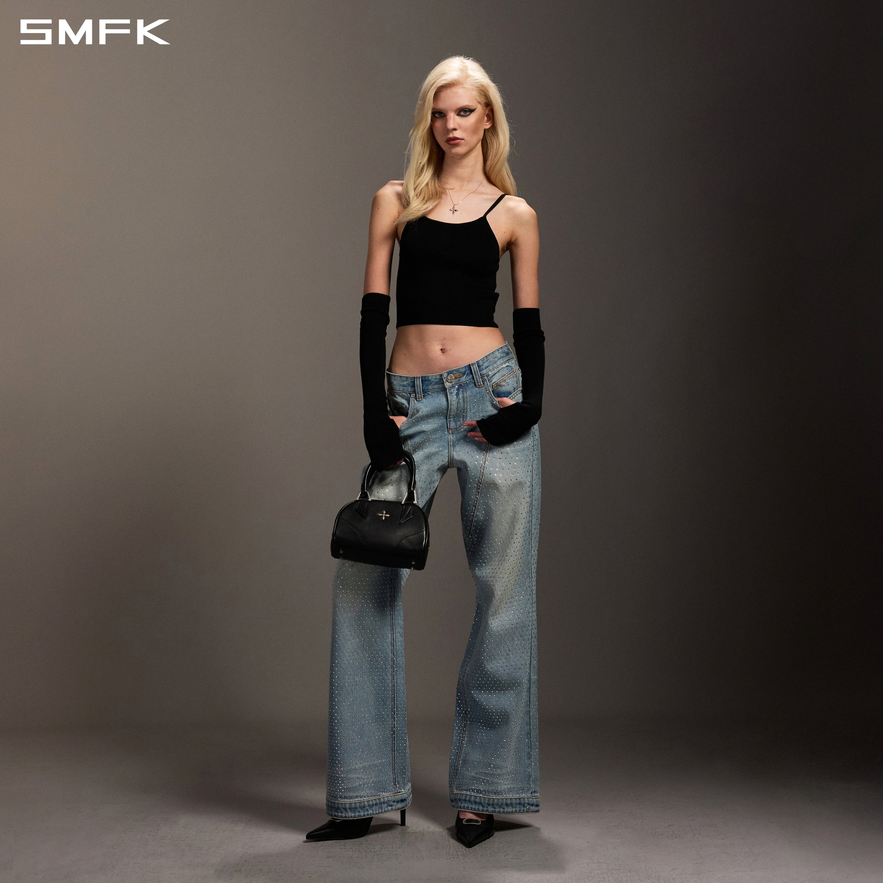 COMPASS MIRAGE FLARED DENIM PANTS/COTTON+DIAMOND/W DENIM BLUE DIAMOND