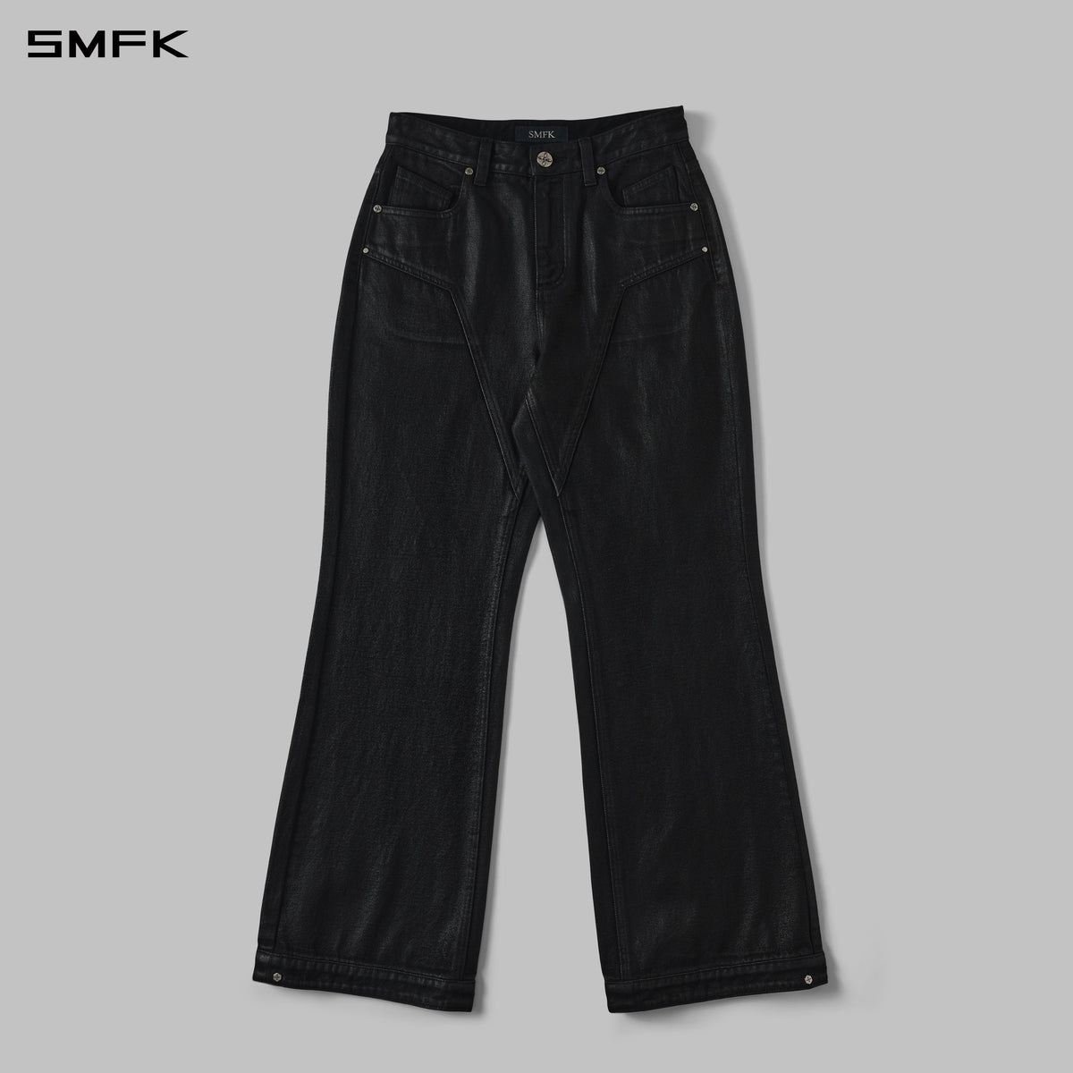 COMPASS MIRAGE FLARED DENIM PANTS/COTTON/W INK BLACK