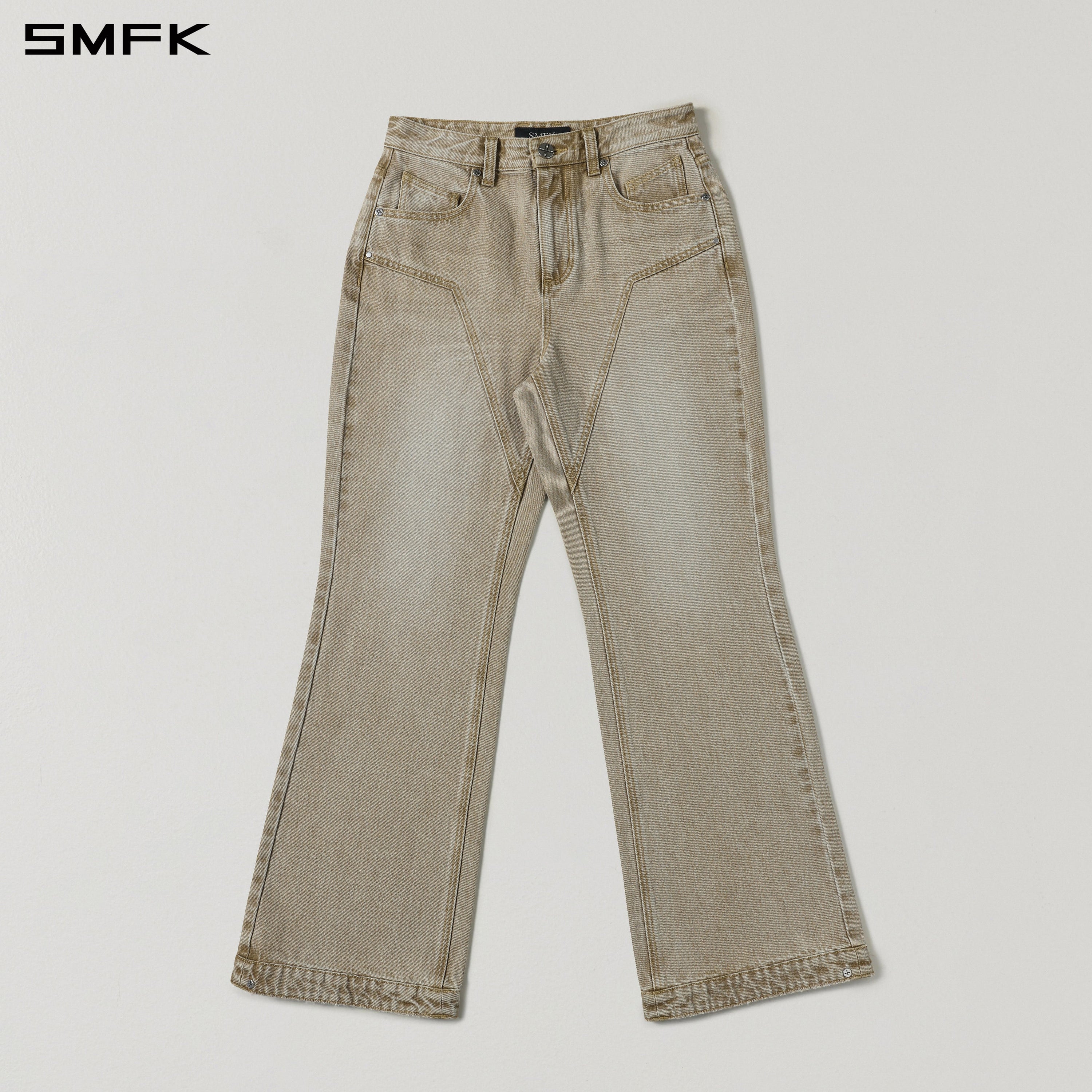 COMPASS MIRAGE FLARED DENIM PANTS/COTTON/W FRESH SKIN