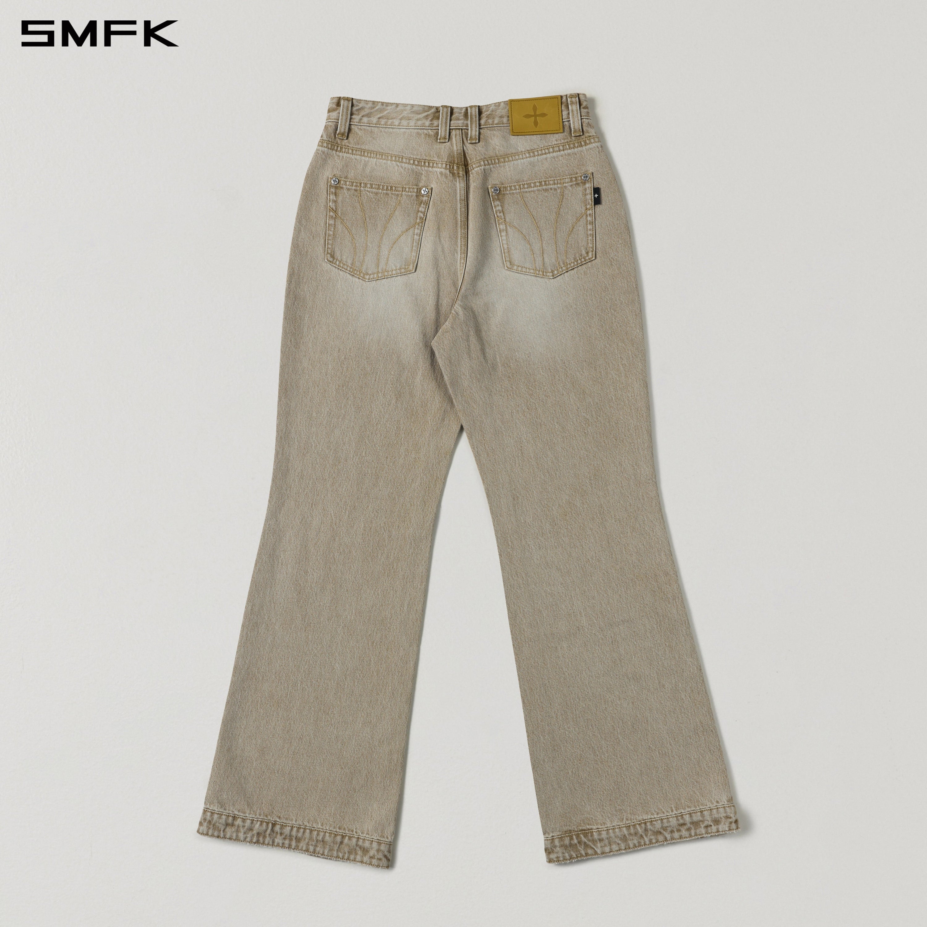 COMPASS MIRAGE FLARED DENIM PANTS/COTTON/W FRESH SKIN