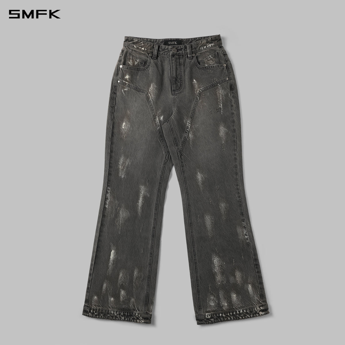 COMPASS MIRAGE FLARED DENIM PANTS/COTTON/W STORM GREY