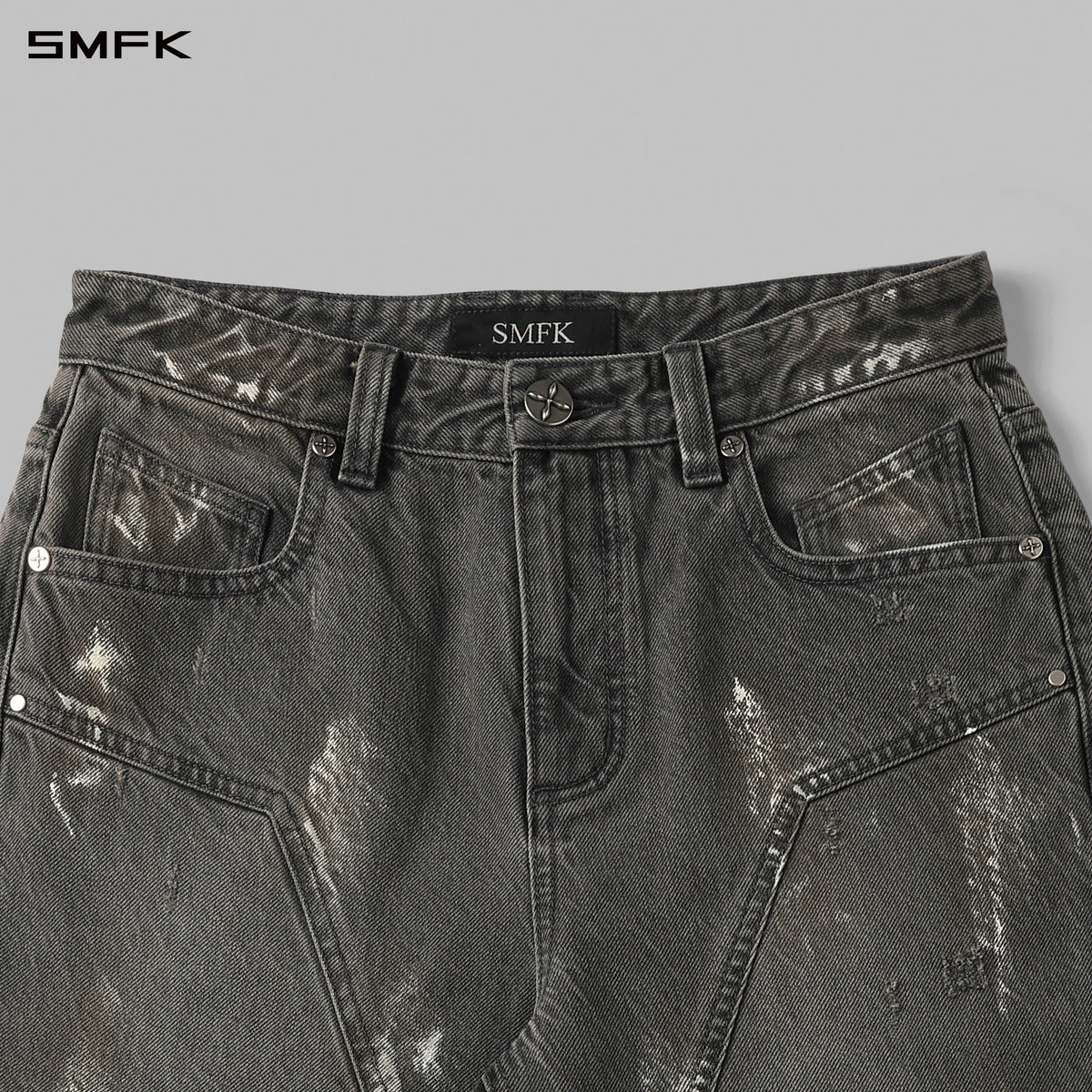COMPASS MIRAGE FLARED DENIM PANTS/COTTON/W STORM GREY