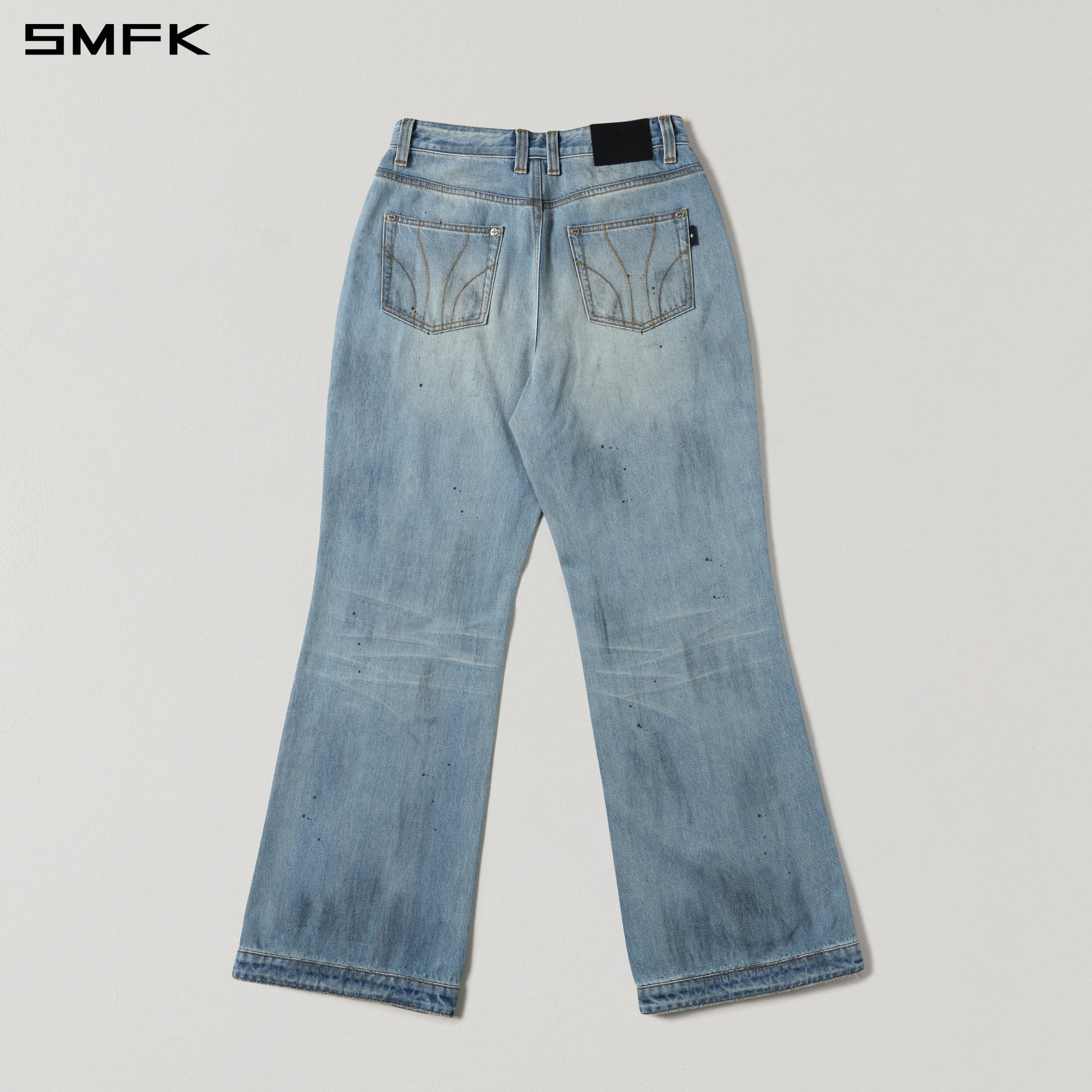 COMPASS MIRAGE FLARED DENIM PANTS/COTTON/W SKY BLUE