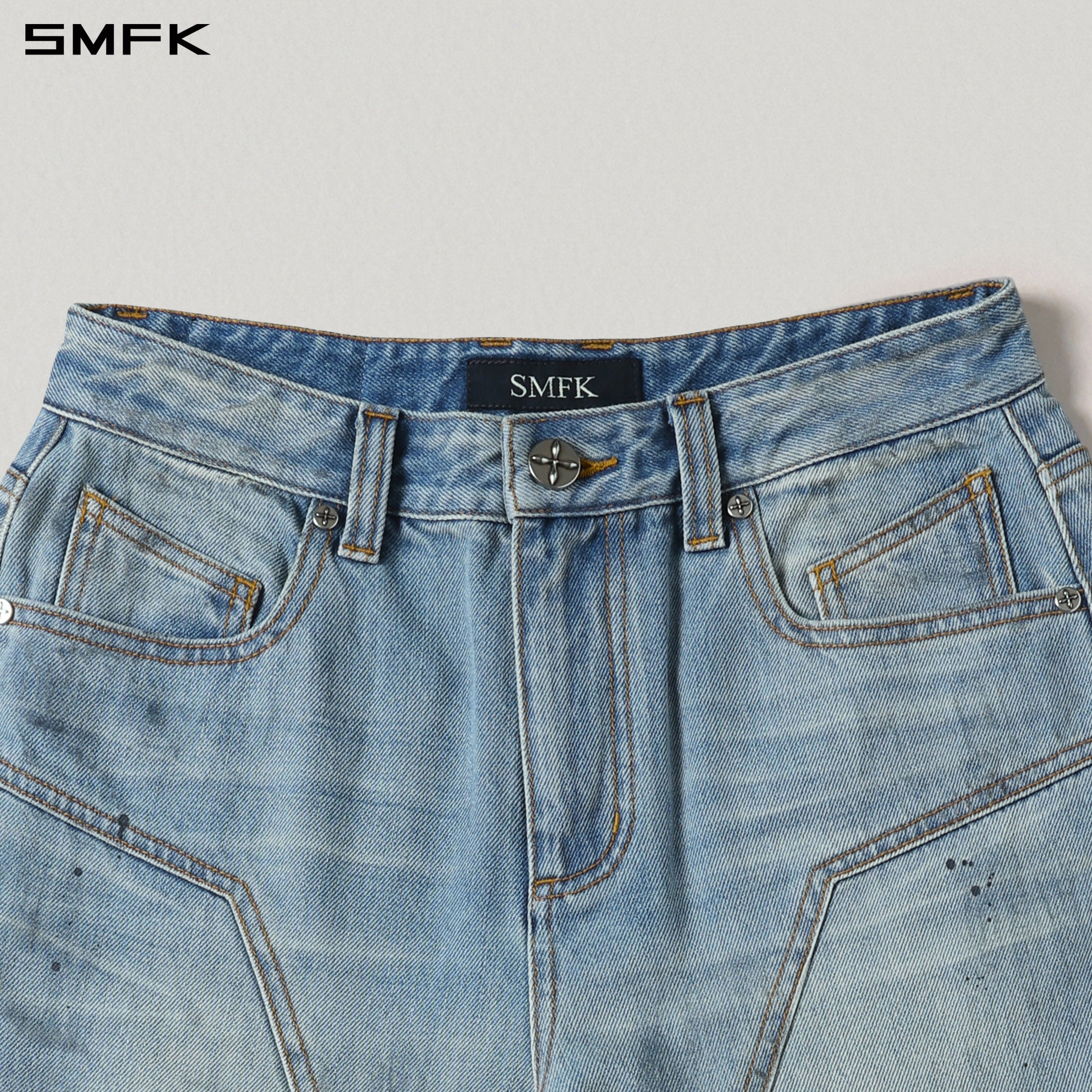 COMPASS MIRAGE FLARED DENIM PANTS/COTTON/W SKY BLUE