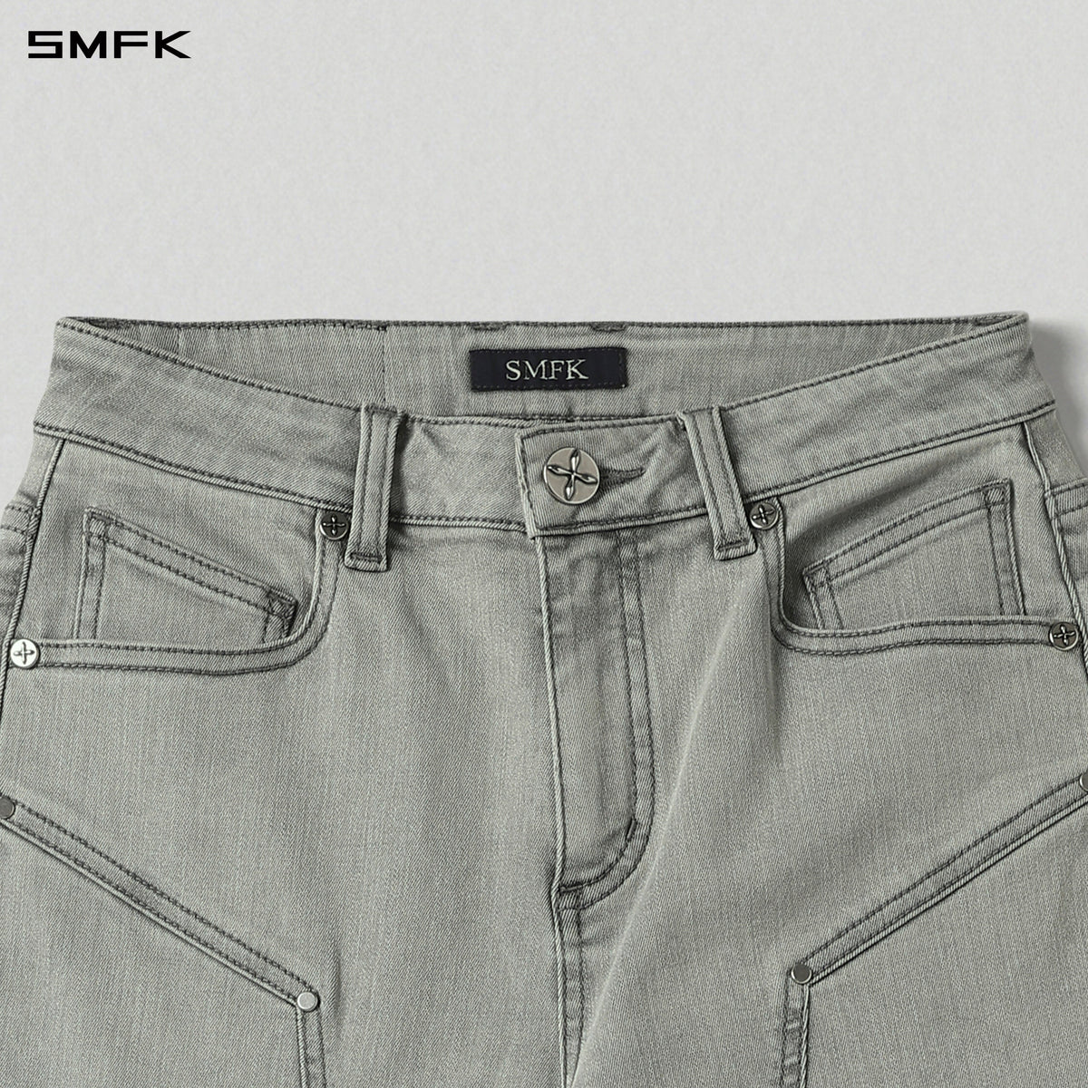 MIRAGE PRISM FLARED DENIM PANTS/E-COTTON GLACIER GREY