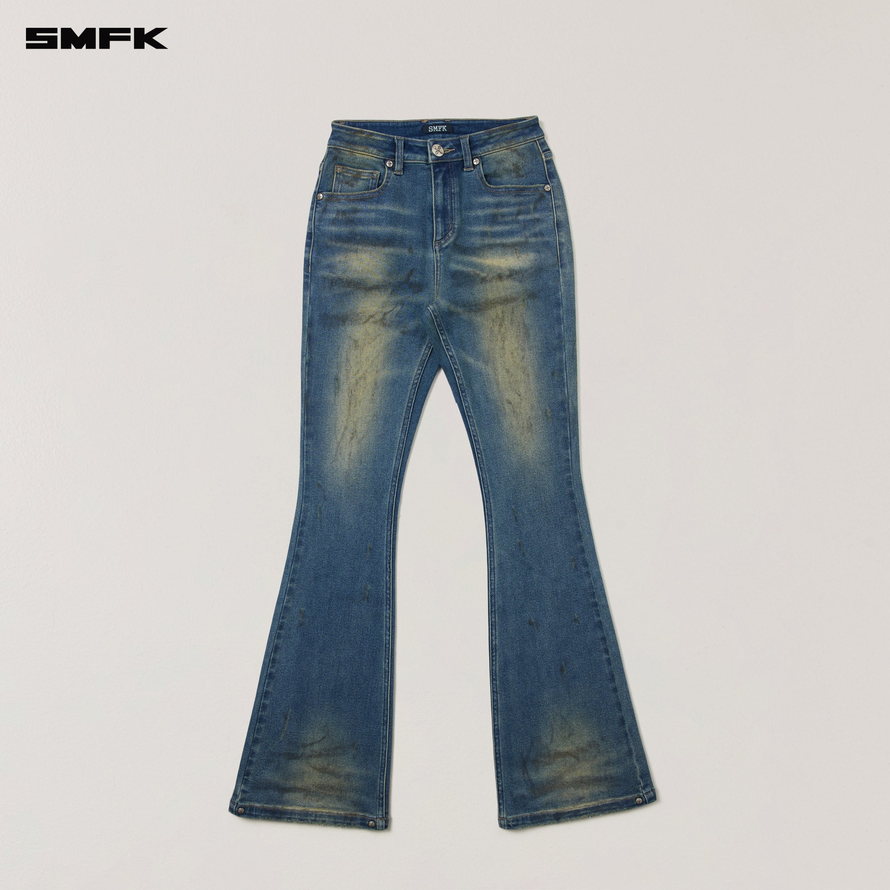 COMPASS MODE WASTELAND STORM HANDPAINTED DENIM PANTS WASTELAND BLUE